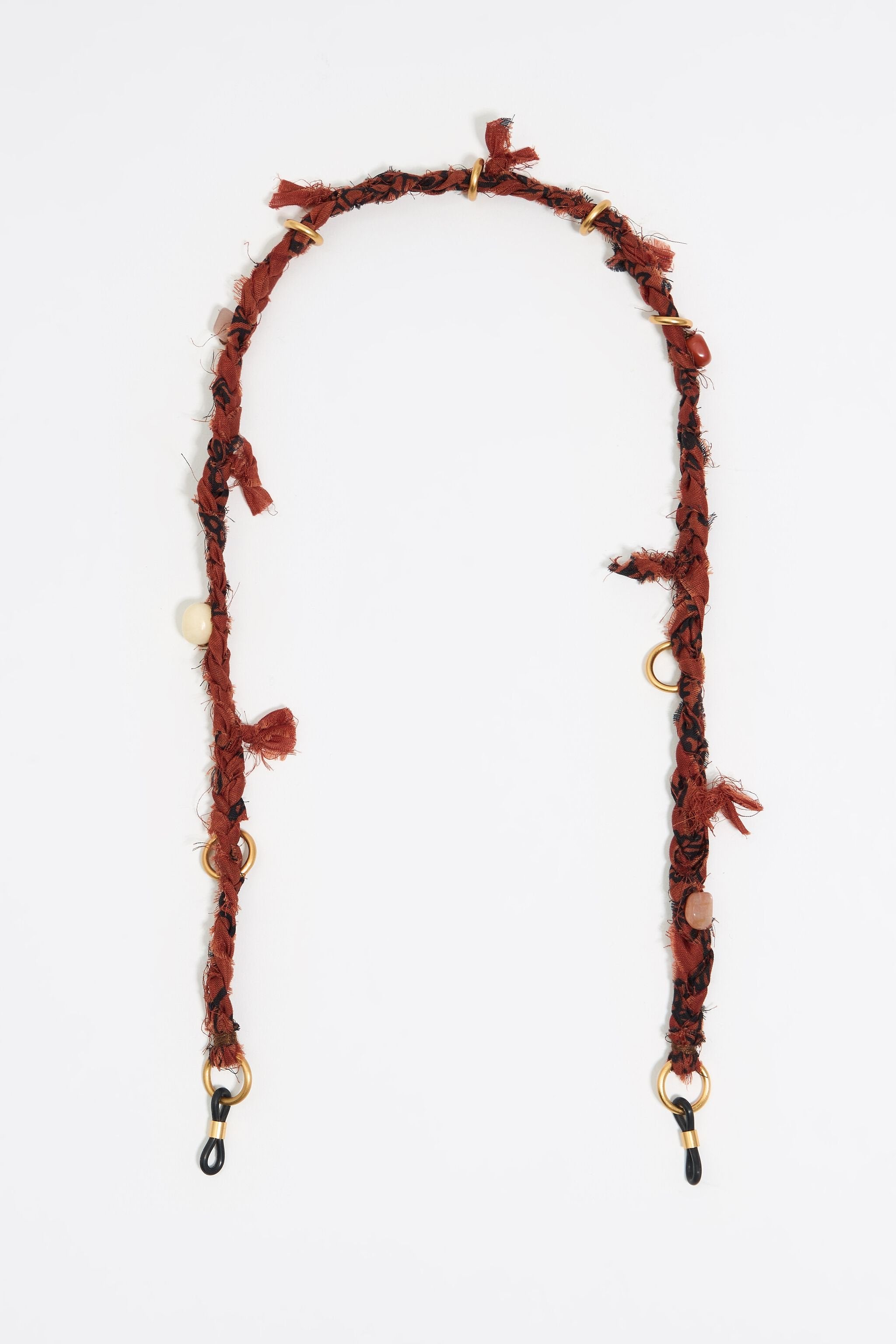 Brown paisley fabric knot glasses chain