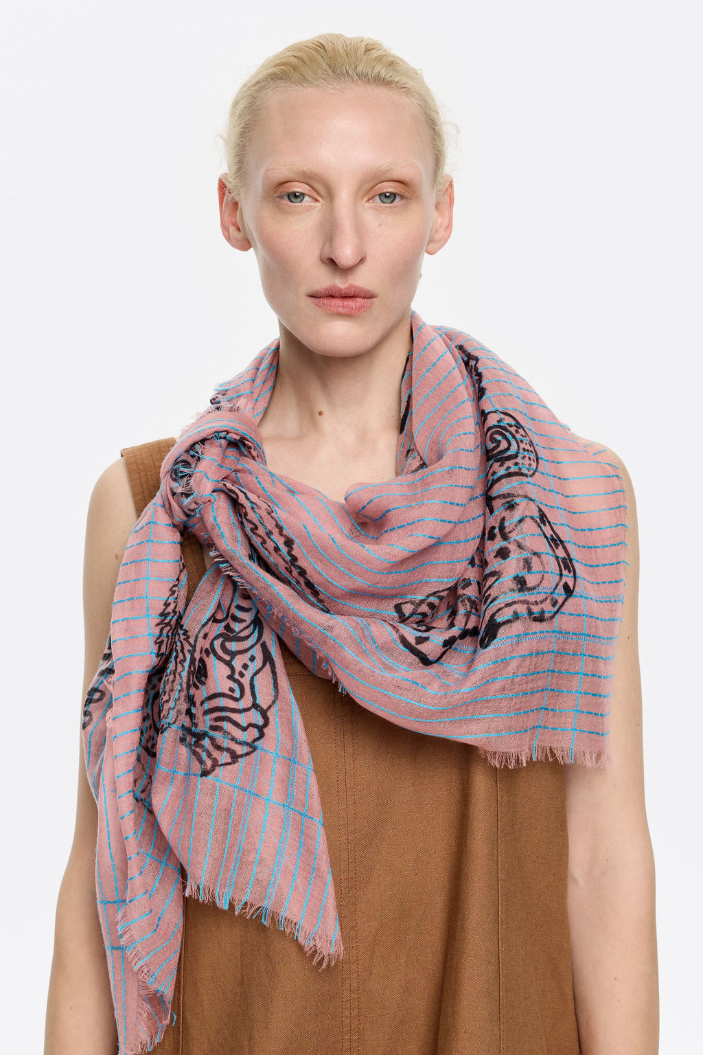 Pink Jungle print wool shawl