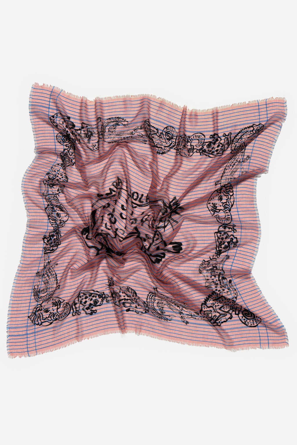 Pink Jungle print wool shawl