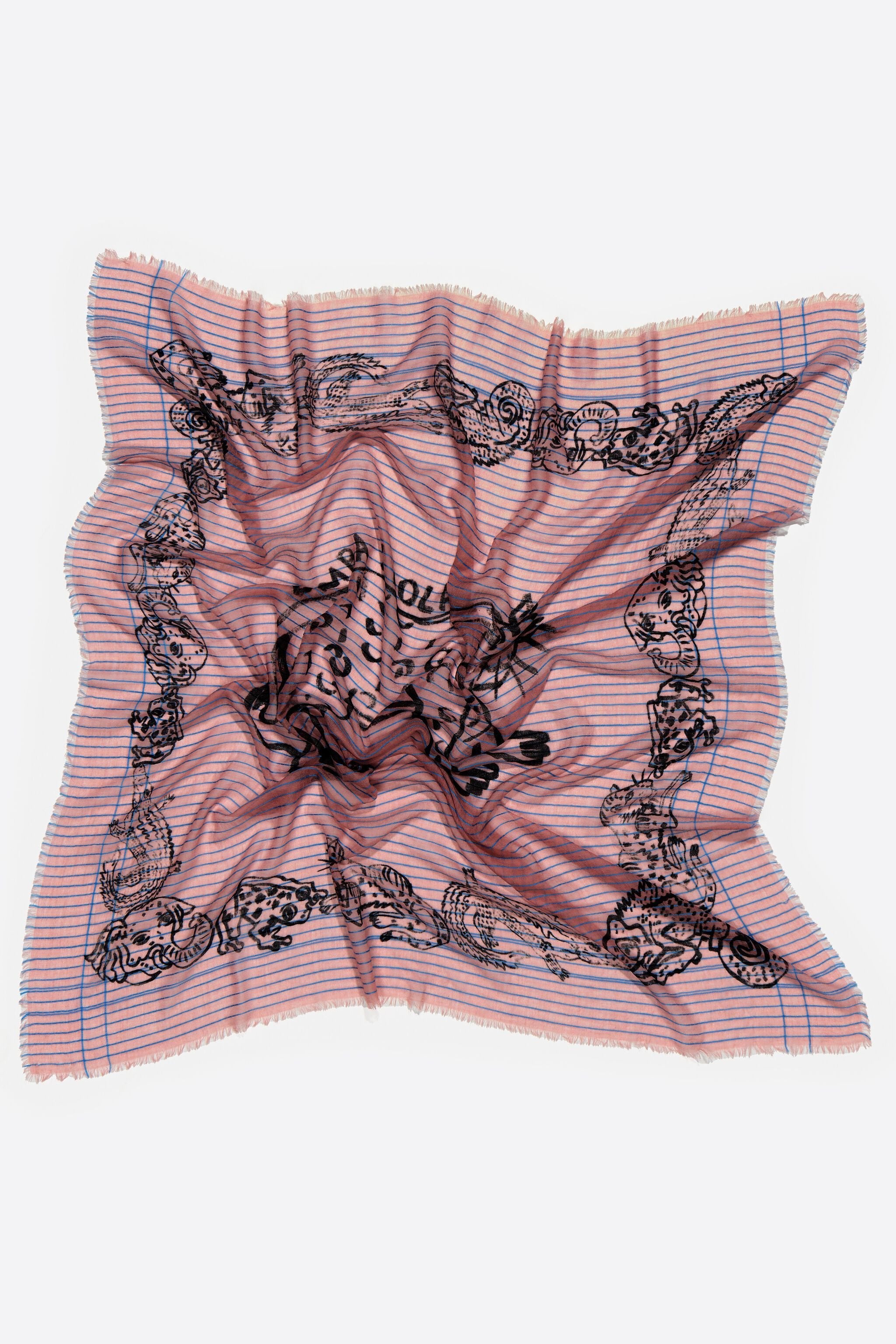 Pink Jungle print wool shawl