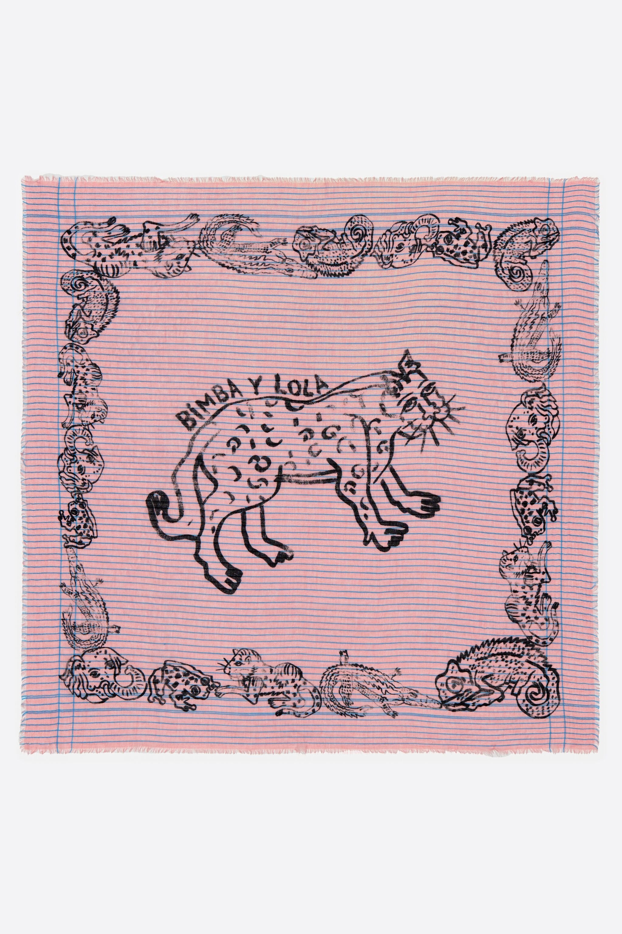 Pink Jungle print wool shawl