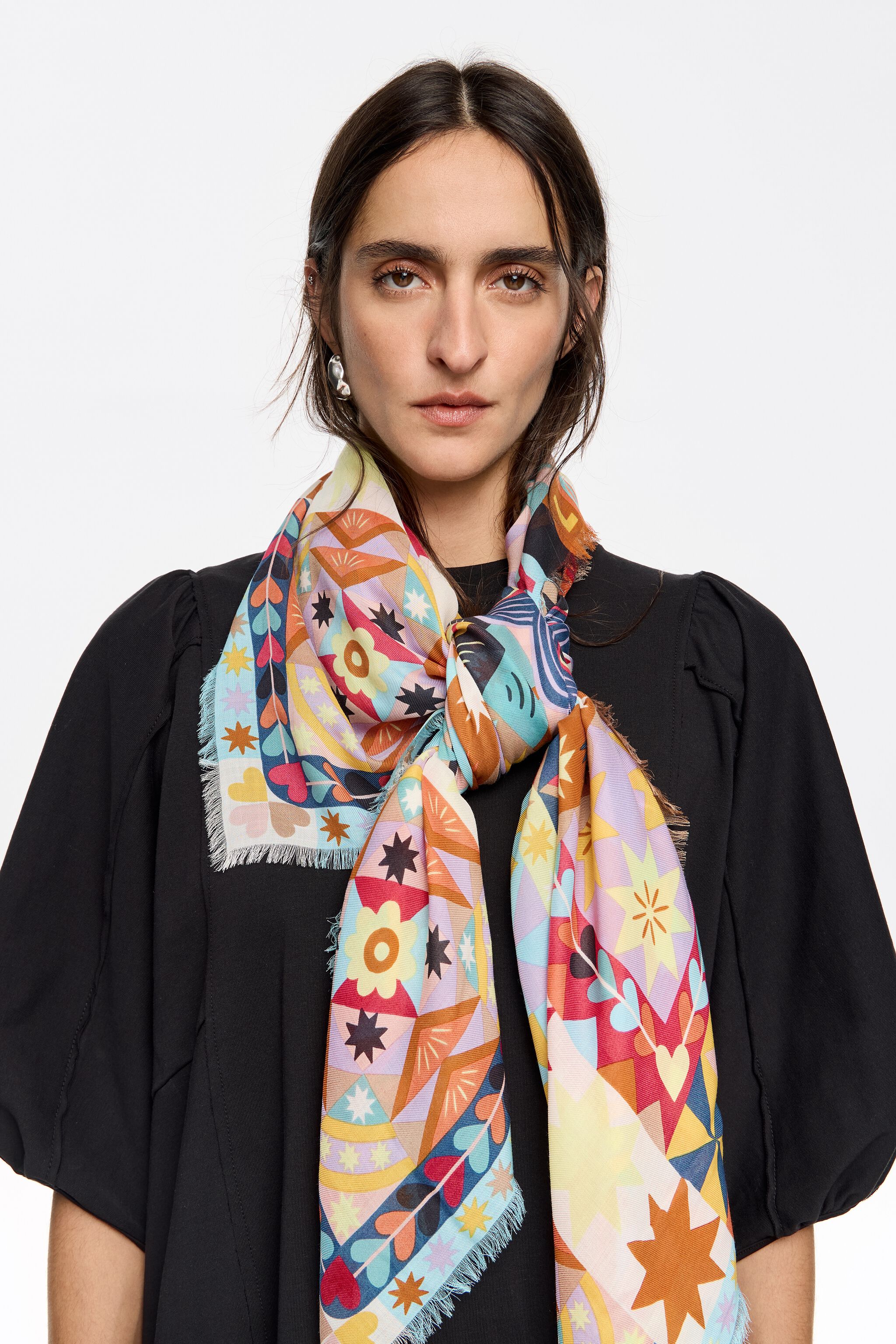 Lilac leopards and geometrics shawl