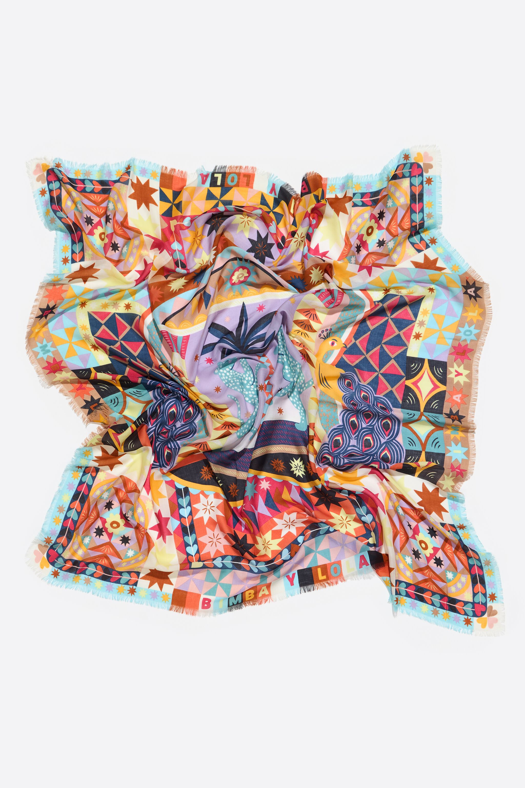 Lilac leopards and geometrics shawl