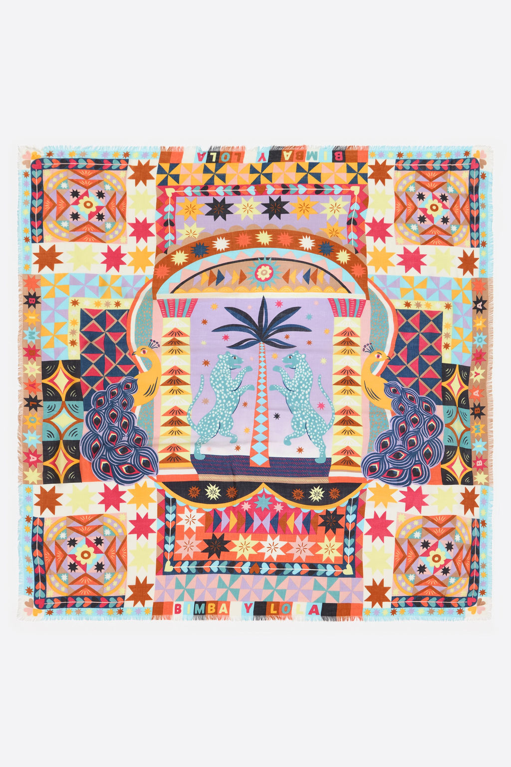 Lilac leopards and geometrics shawl