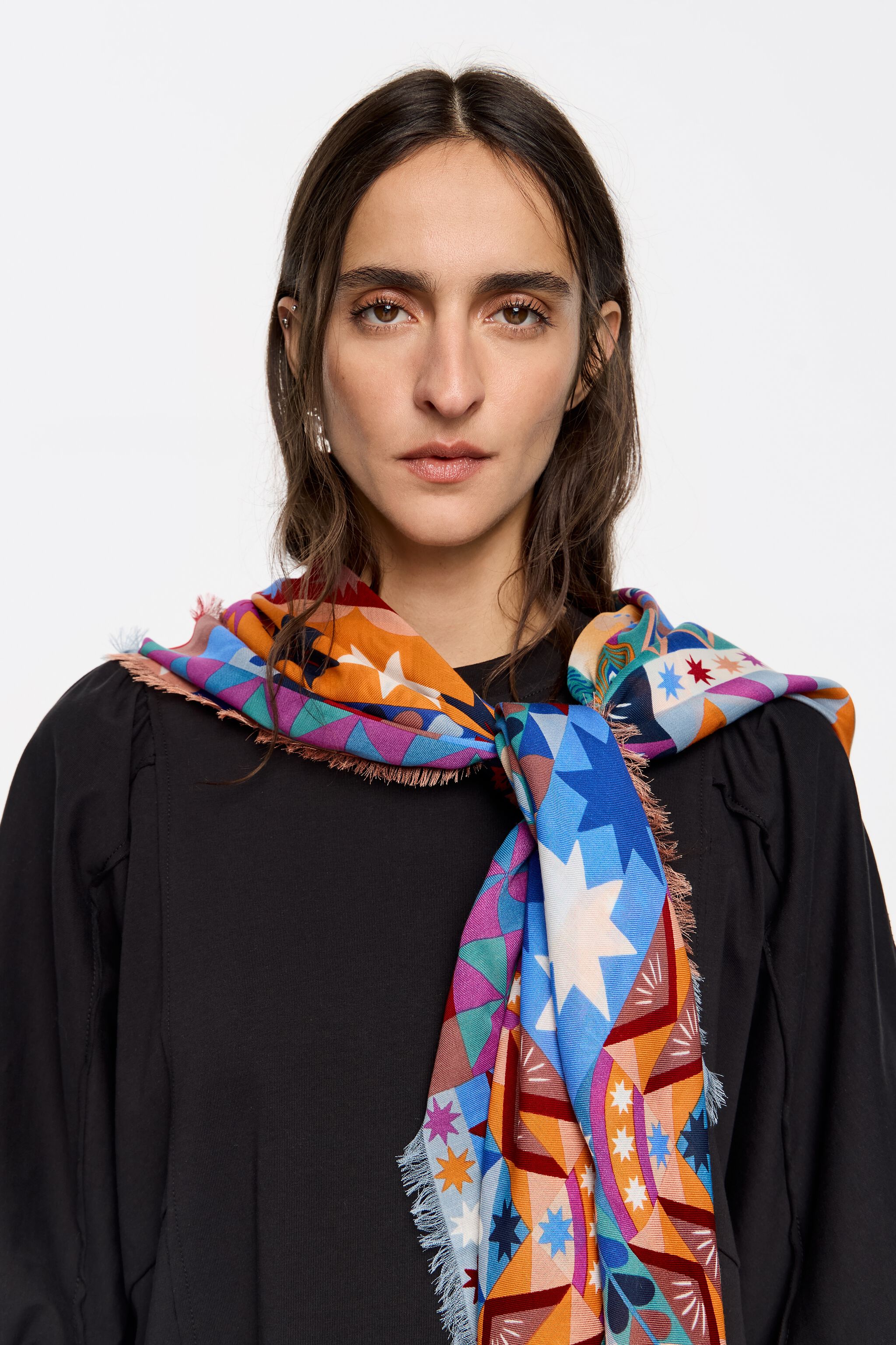 Blue leopards and geometrics shawl