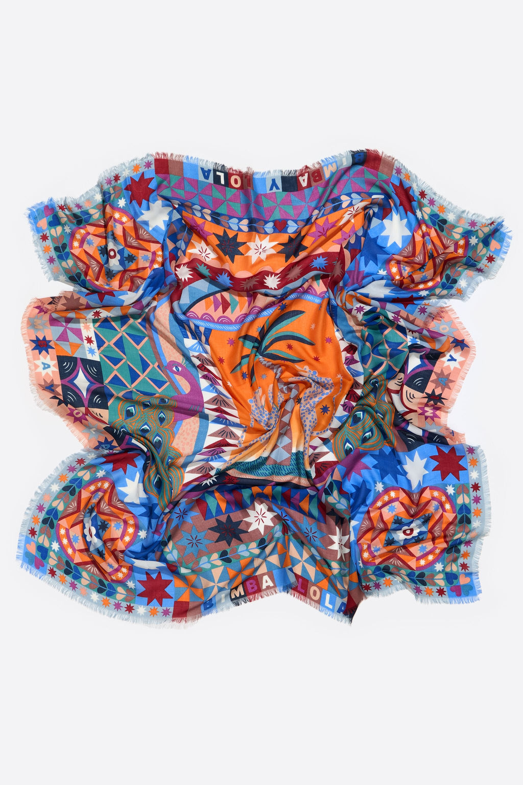 Blue leopards and geometrics shawl