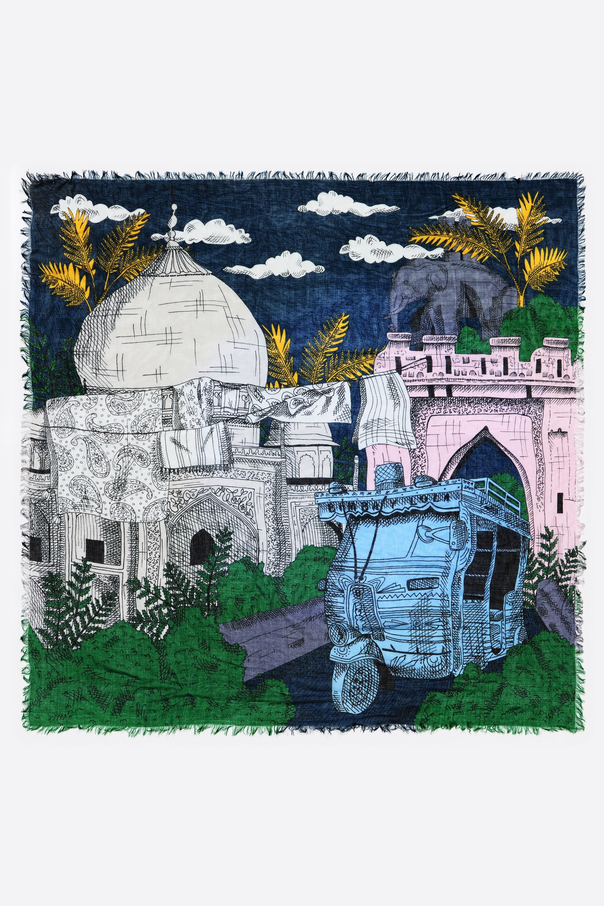 Blue Indian city shawl