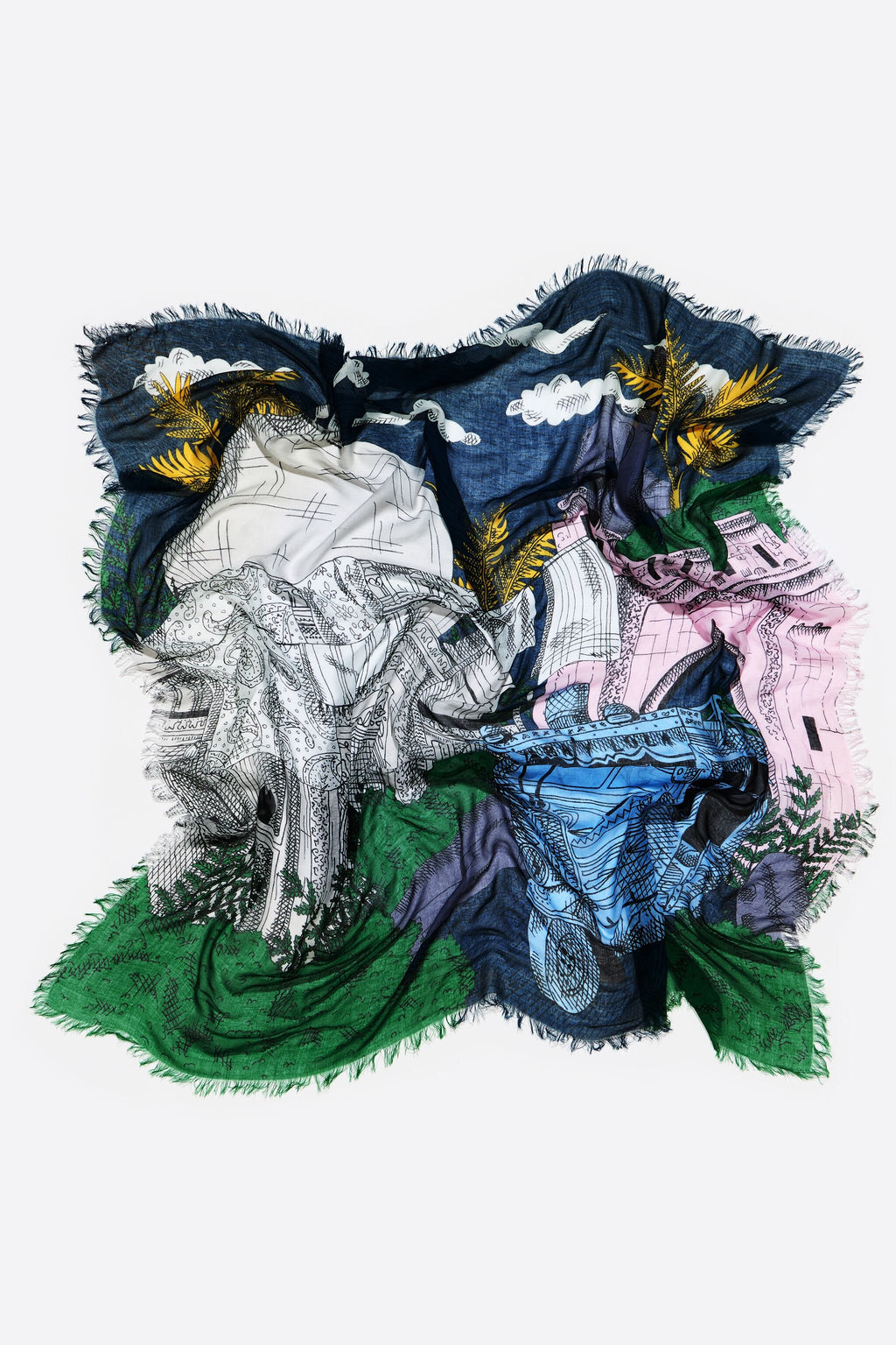 Blue Indian city shawl