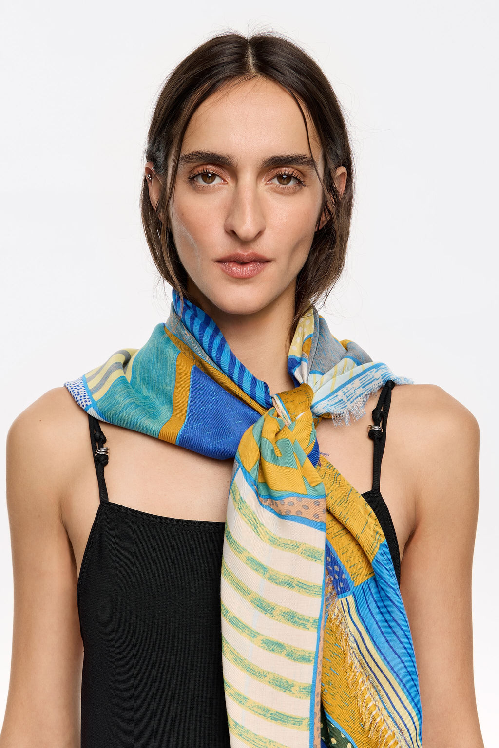 XL logo shawl with textures and microprints