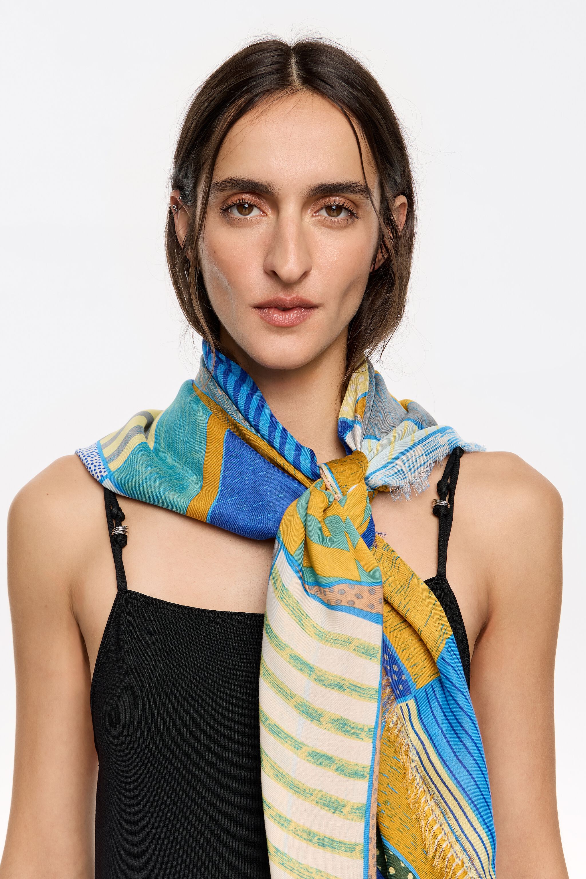 XL logo shawl with textures and microprints