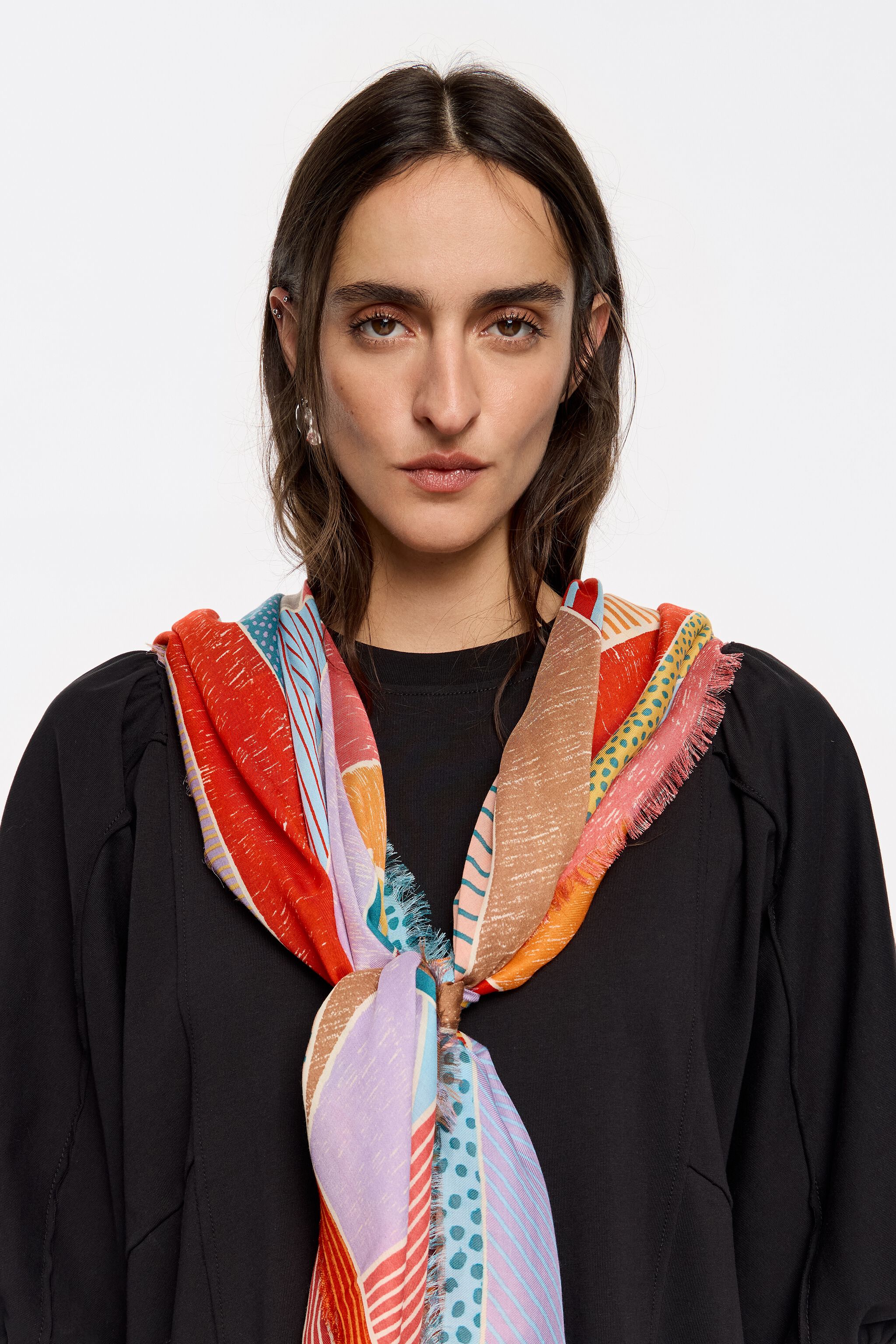 Coral XL logo shawl with textures and microprints