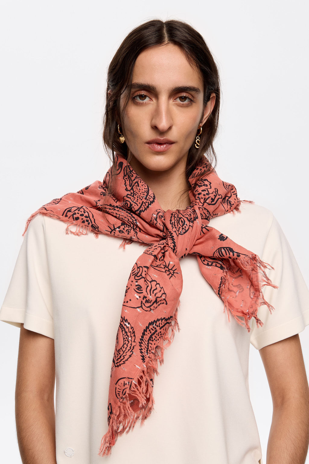 Jungle print cotton/lurex shawl