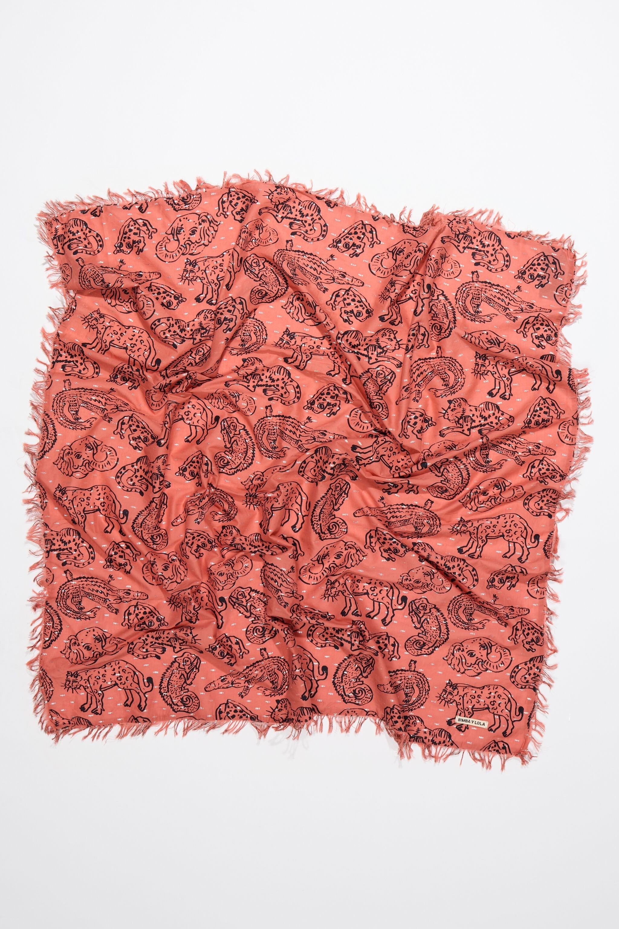 Jungle print cotton/lurex shawl