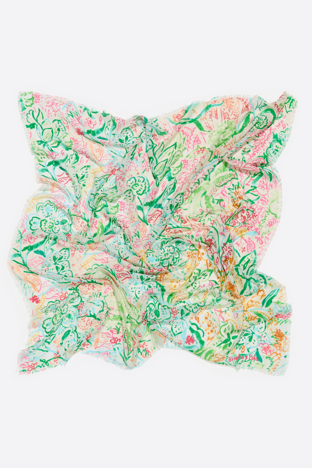 White watercolor floral shawl