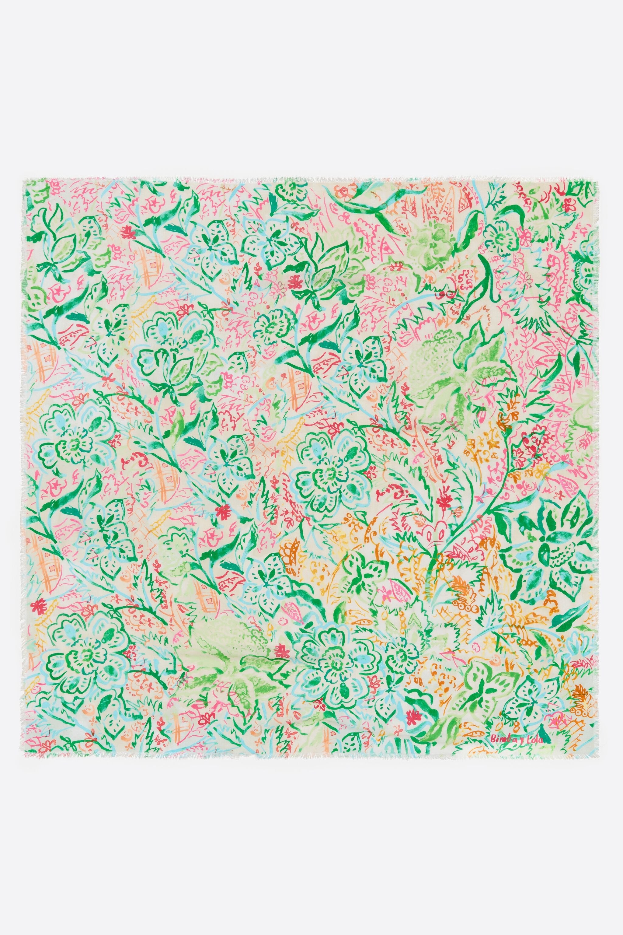 White watercolor floral shawl