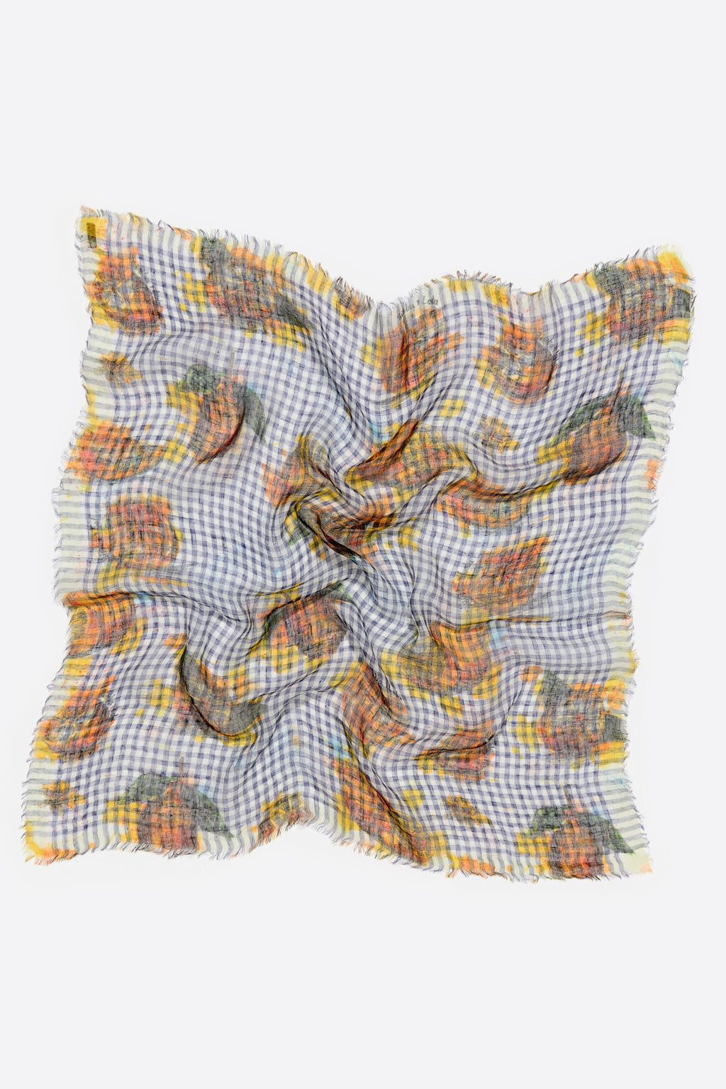 Checked lemon print shawl