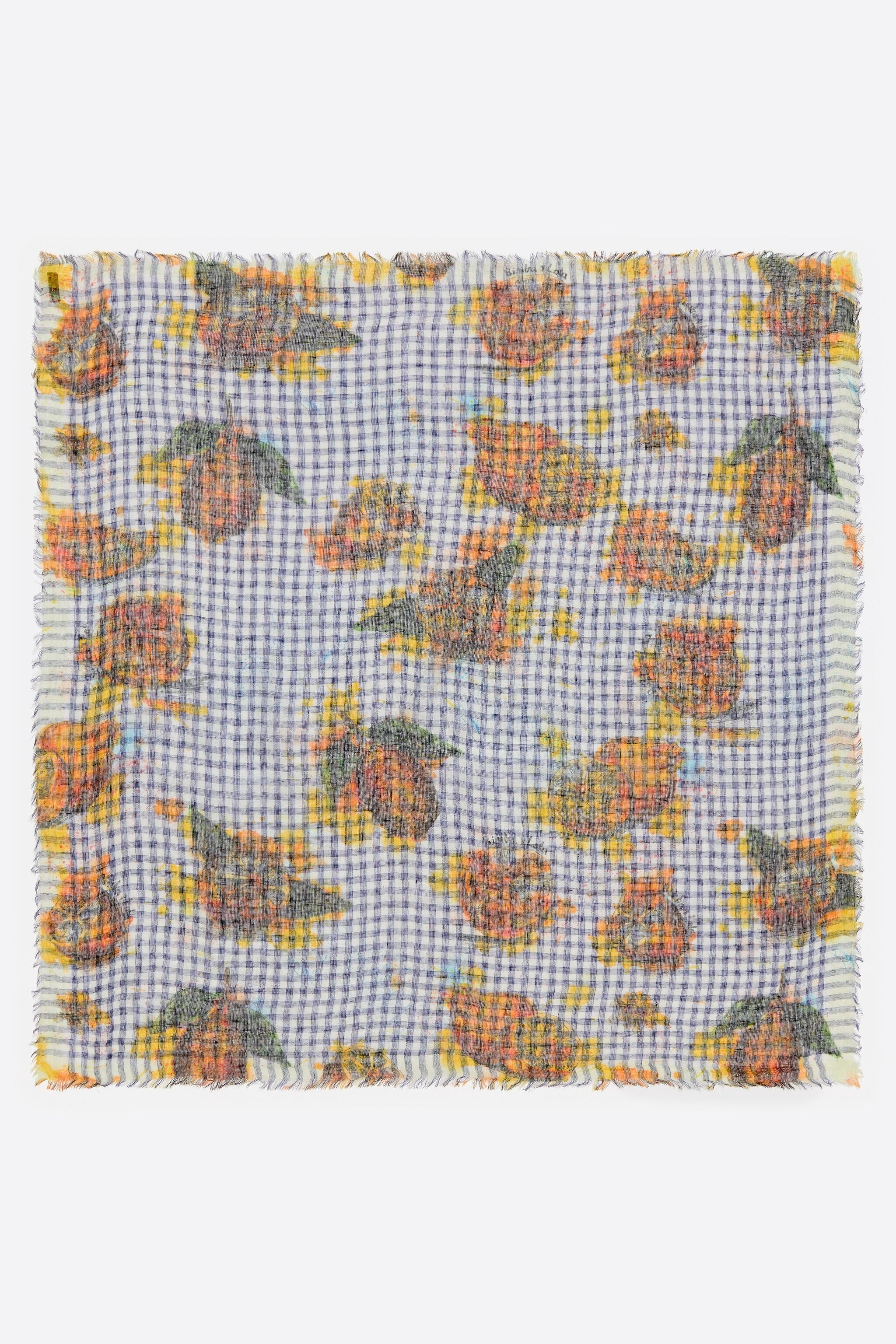 Checked lemon print shawl