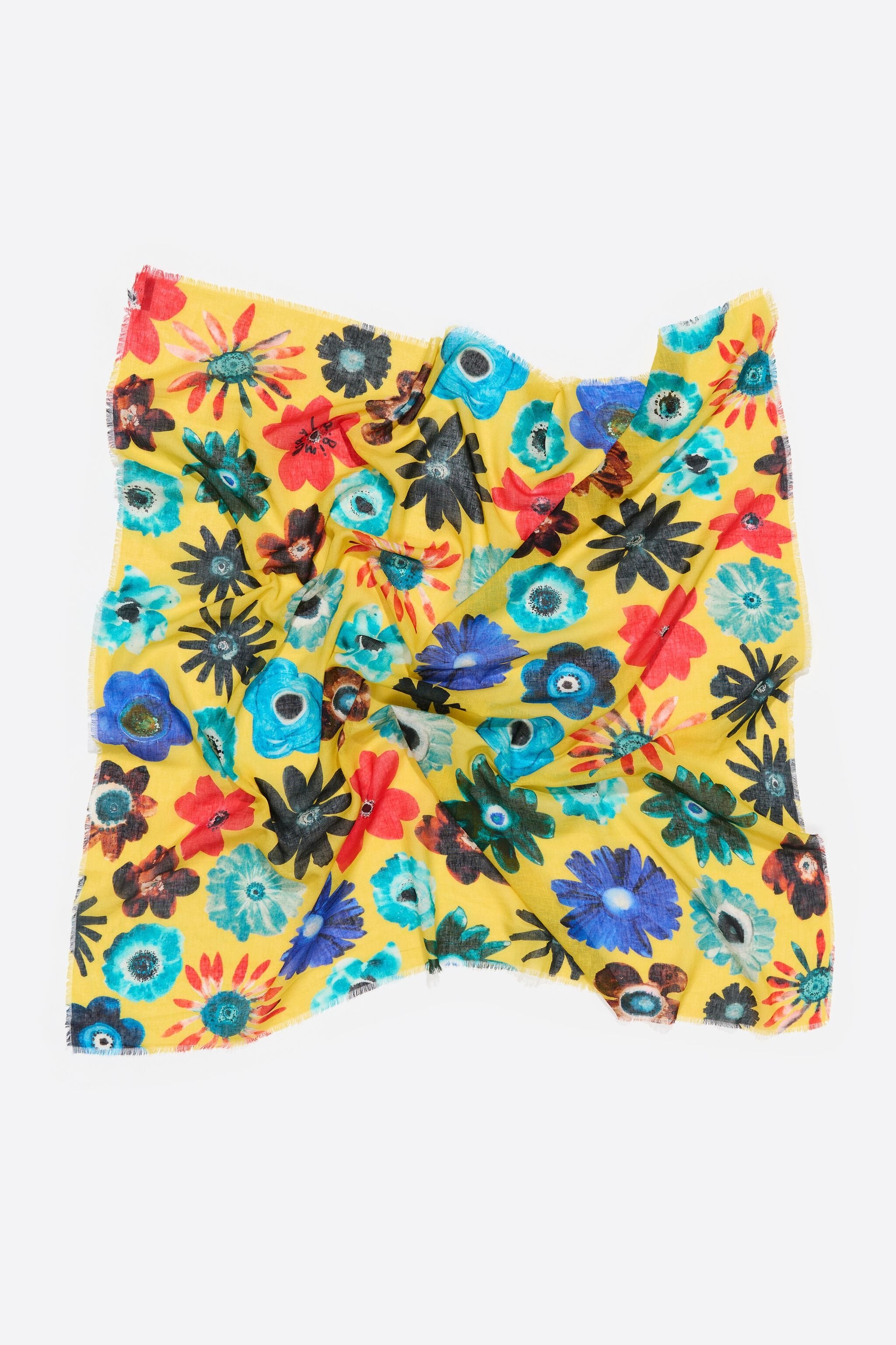 Yellow multicolor floral shawl
