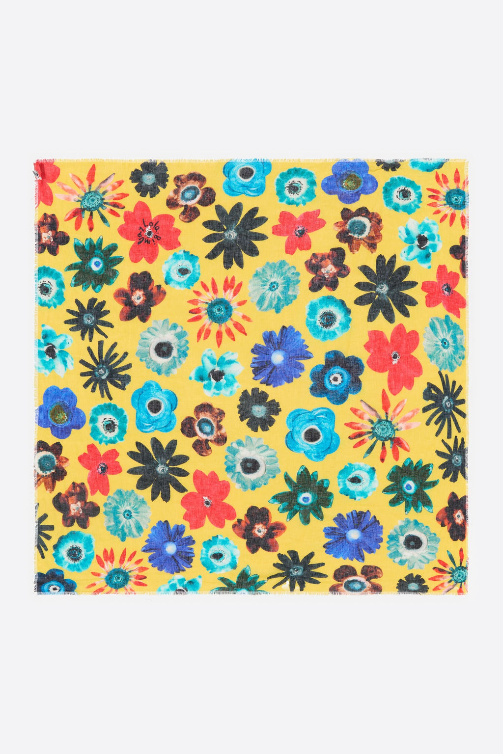 Yellow multicolor floral shawl