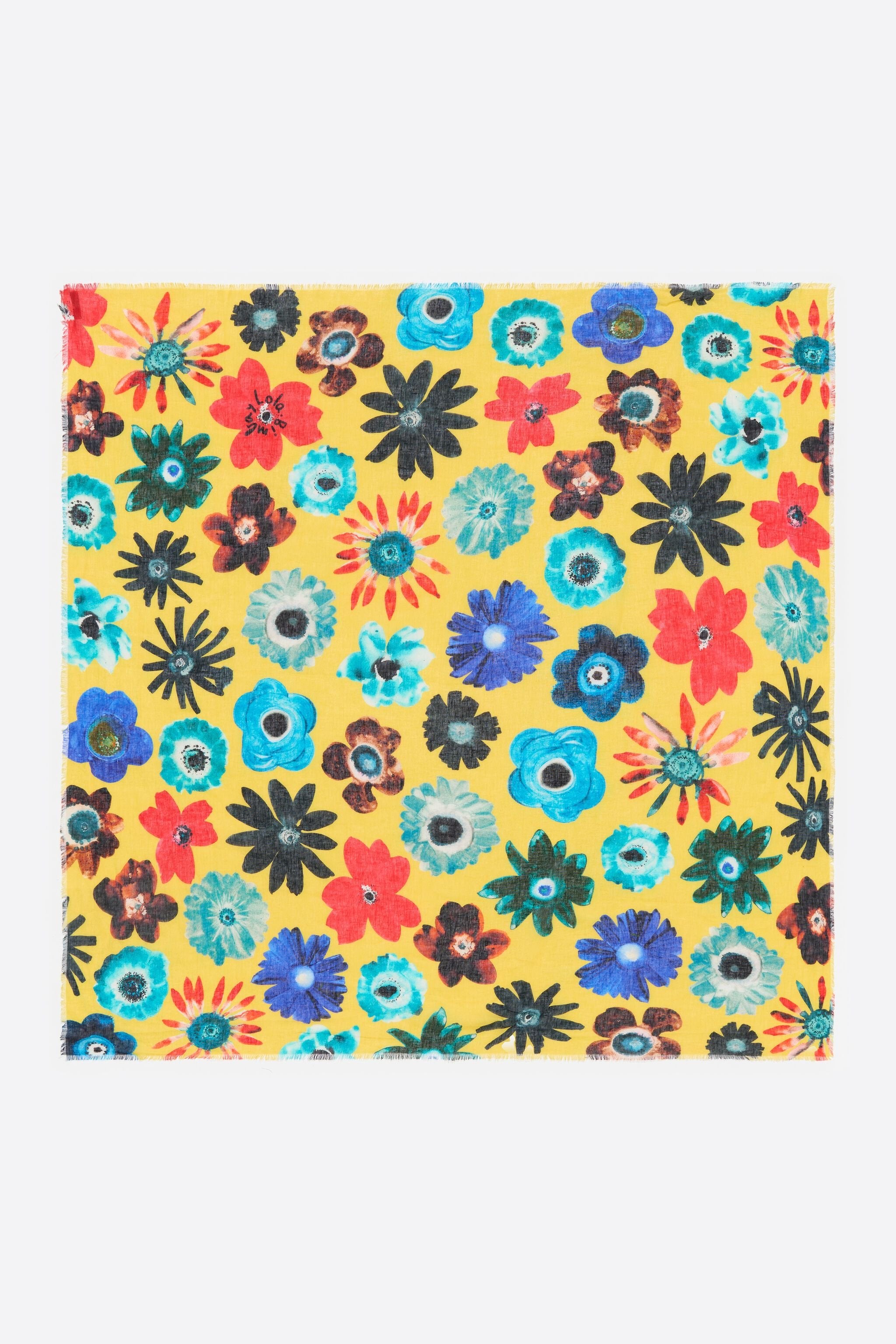 Yellow multicolor floral shawl