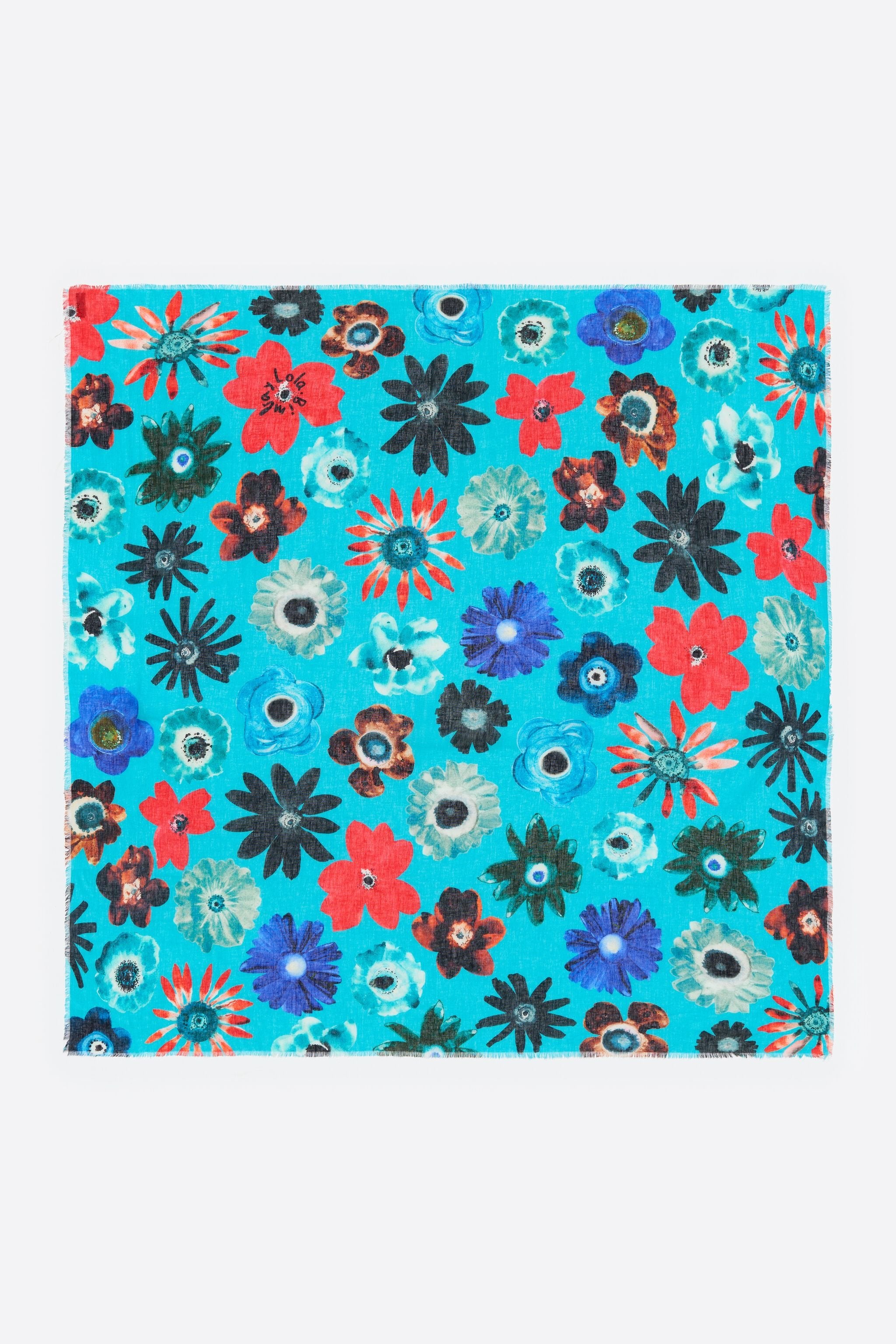 Blue multicolor floral shawl