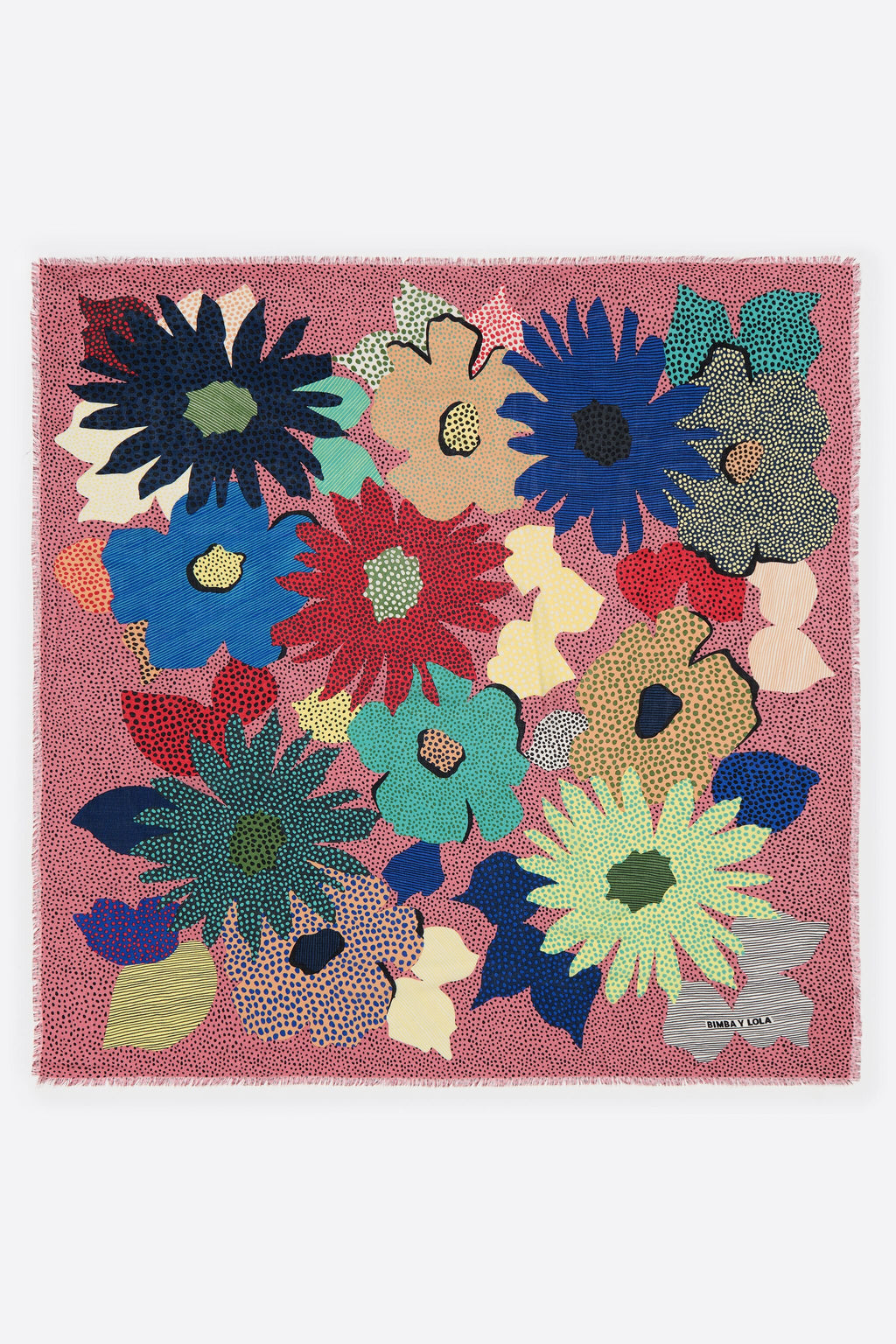 Pink floral DOTS and stripes shawl