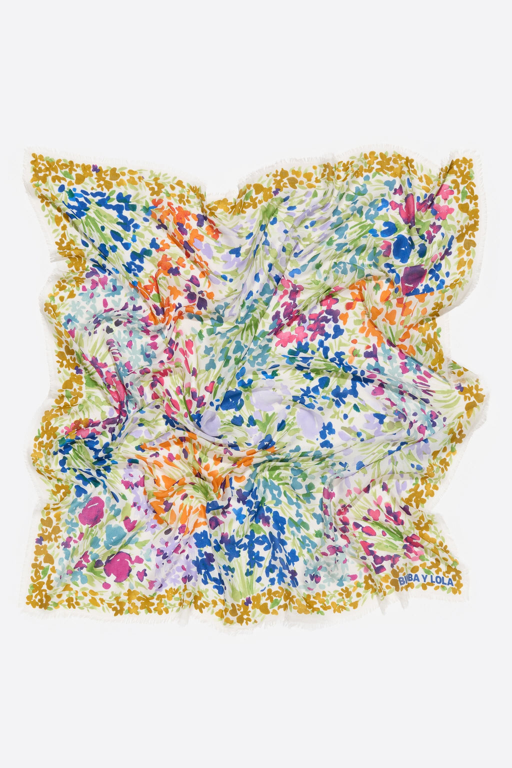 White watercolor flower garden shawl