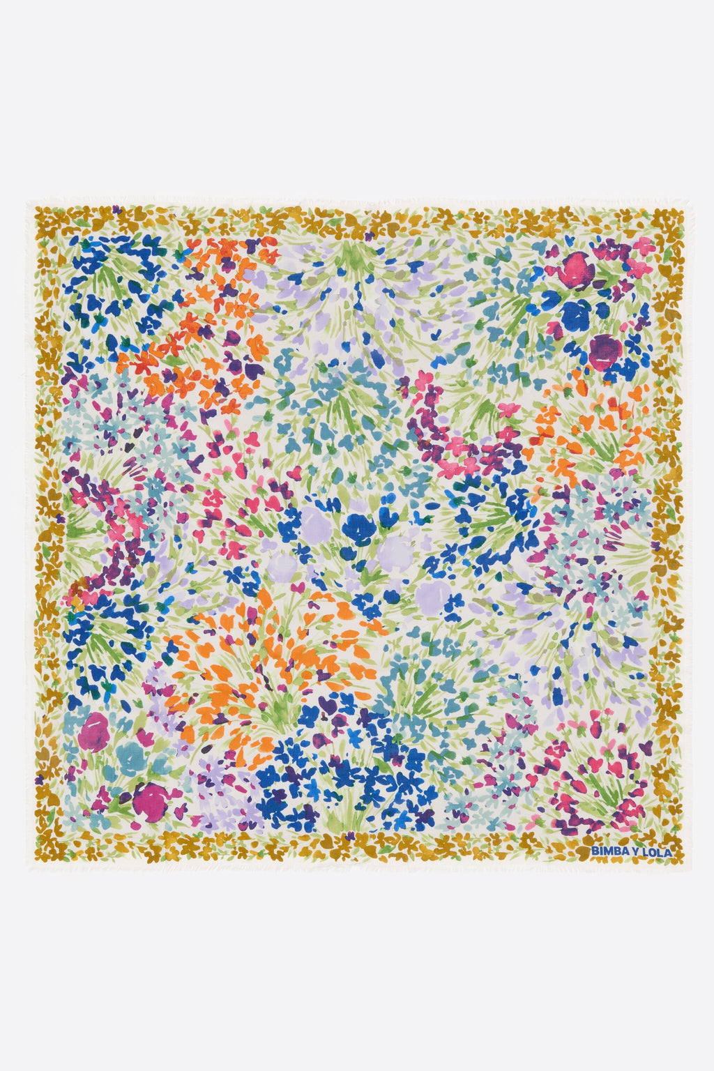 White watercolor flower garden shawl