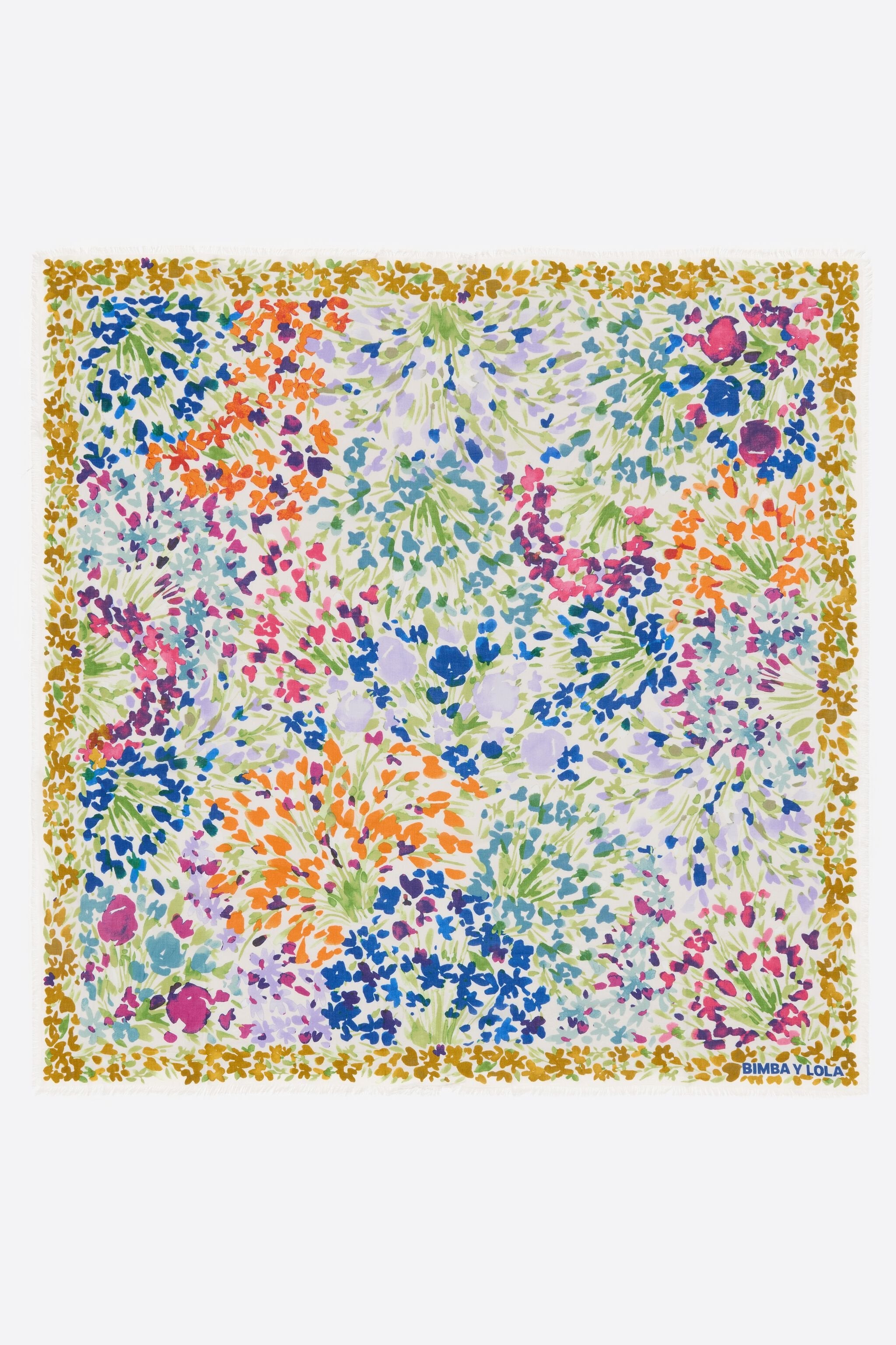 White watercolor flower garden shawl