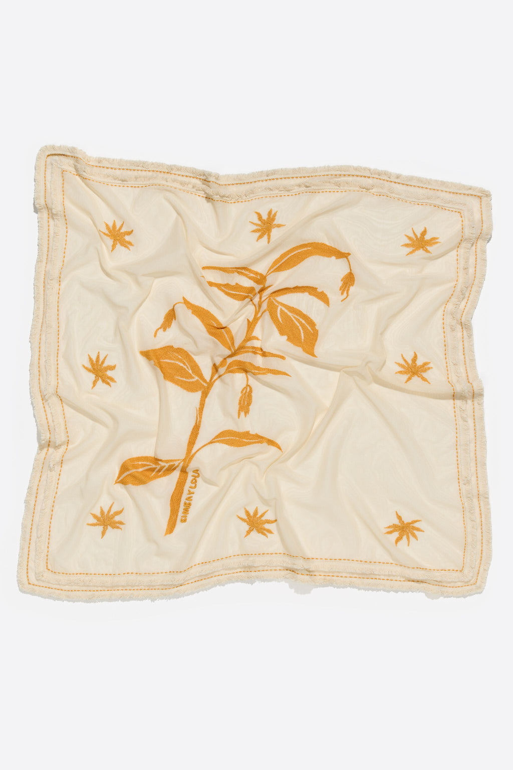 Embroidered palm tree mesh shawl