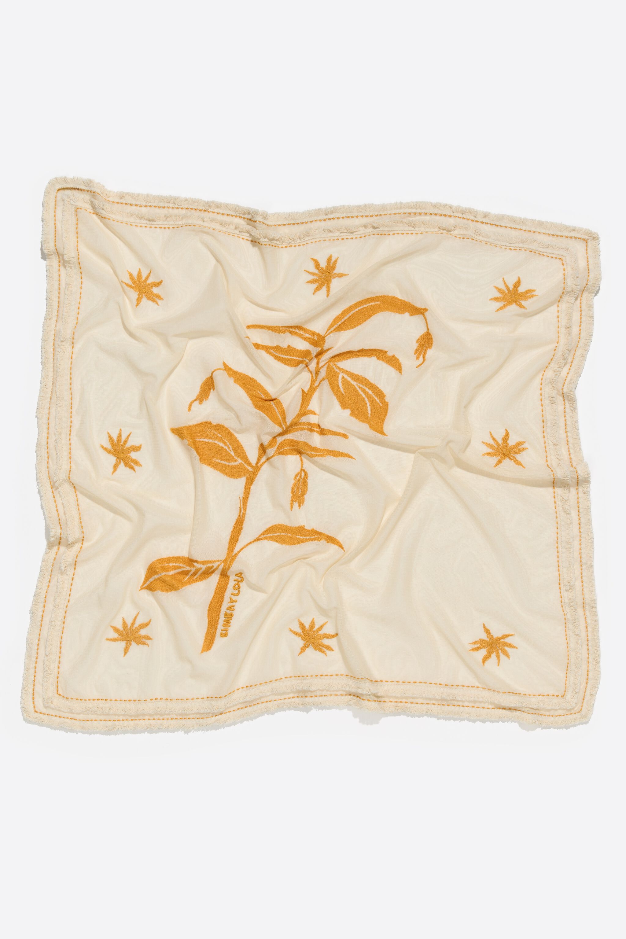 Embroidered palm tree mesh shawl