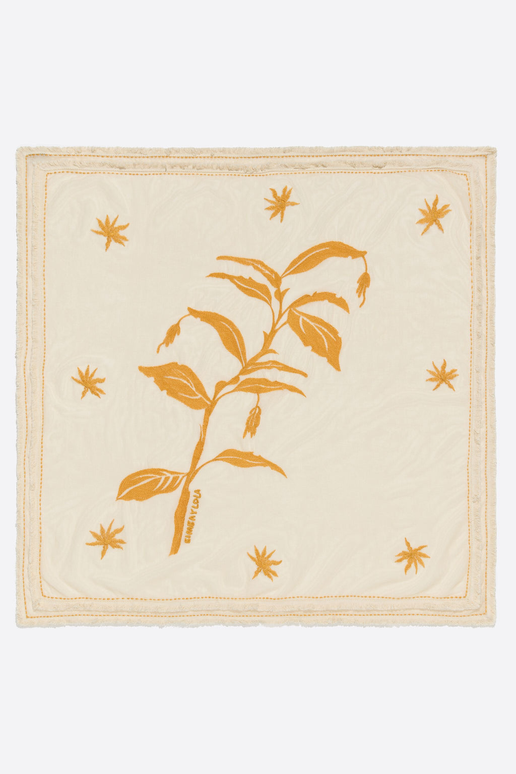 Embroidered palm tree mesh shawl