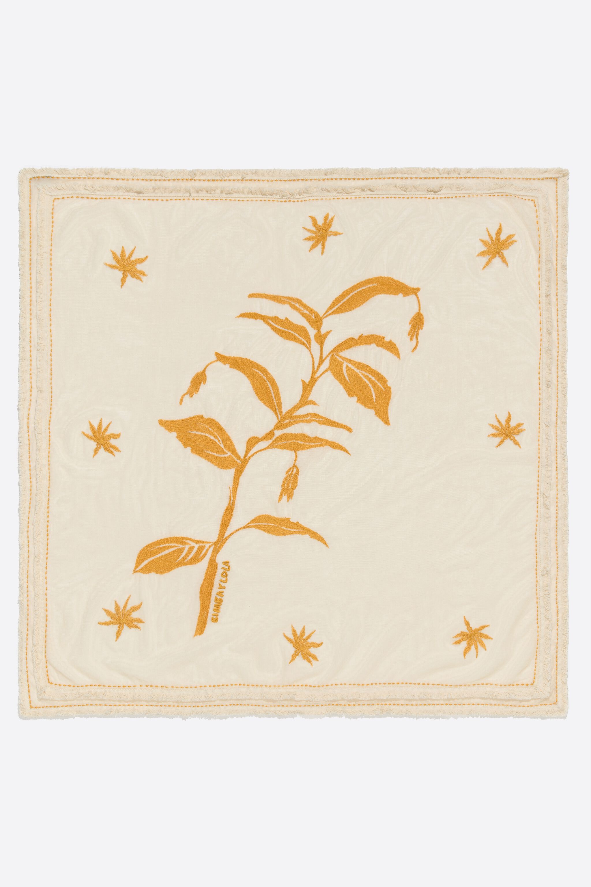 Embroidered palm tree mesh shawl