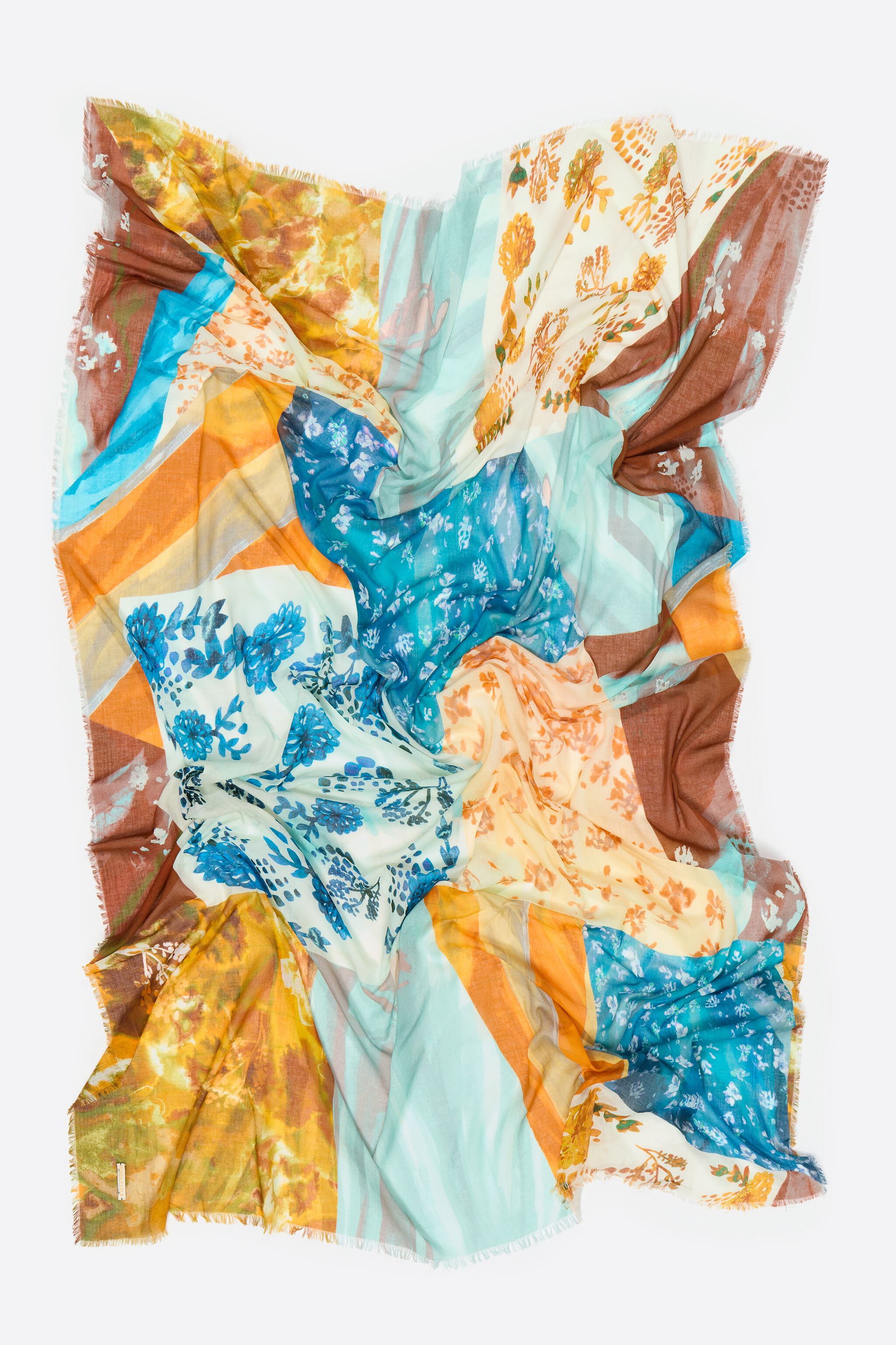 Orange Patchwork fine sarong shawl