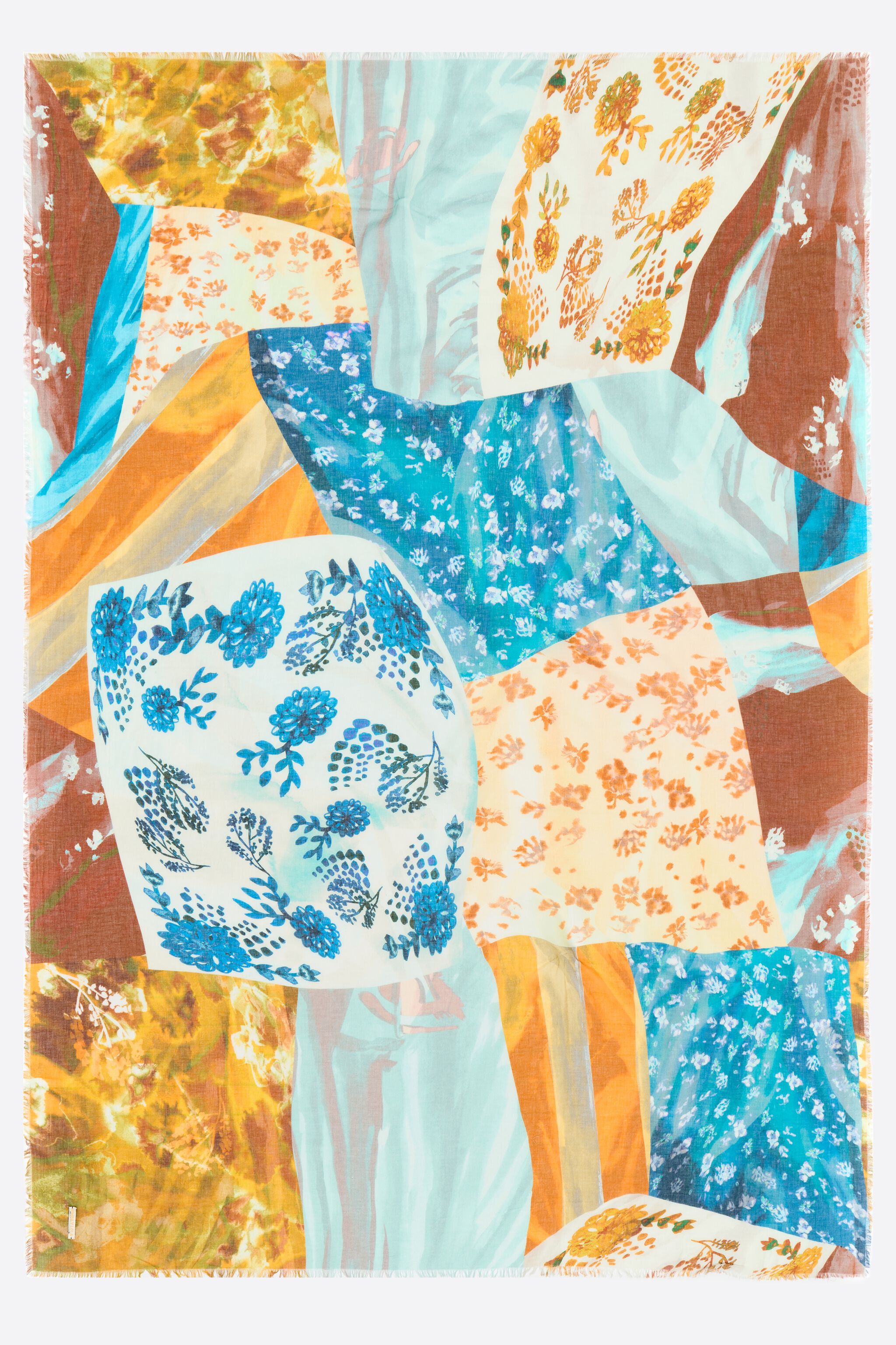 Orange Patchwork fine sarong shawl