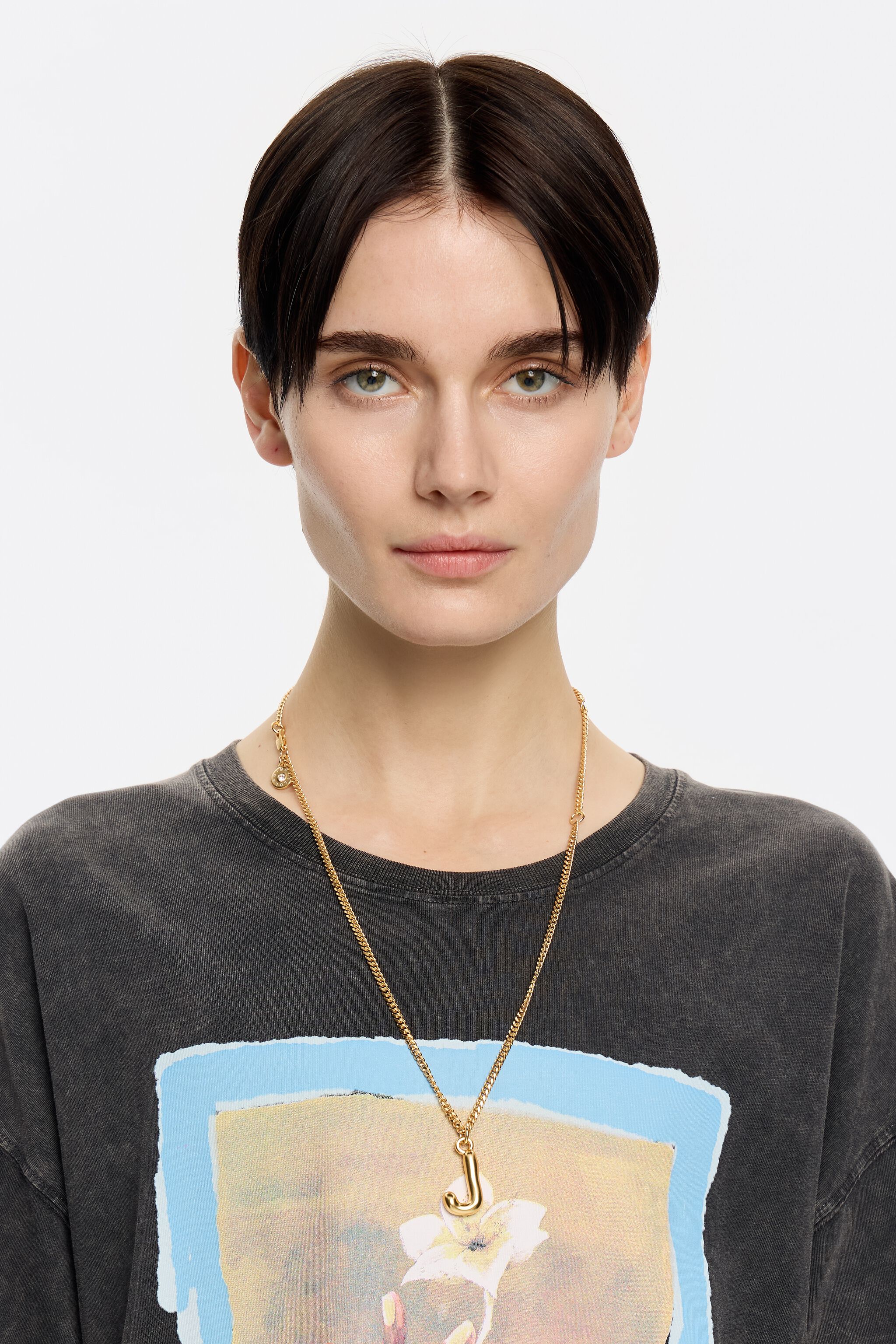 Gold letter A chain necklace