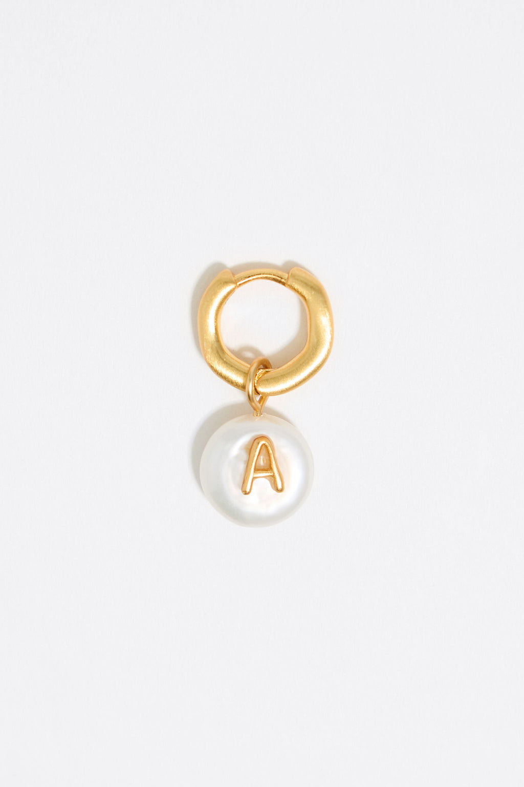 Letter A pearl and heart hoop earrings