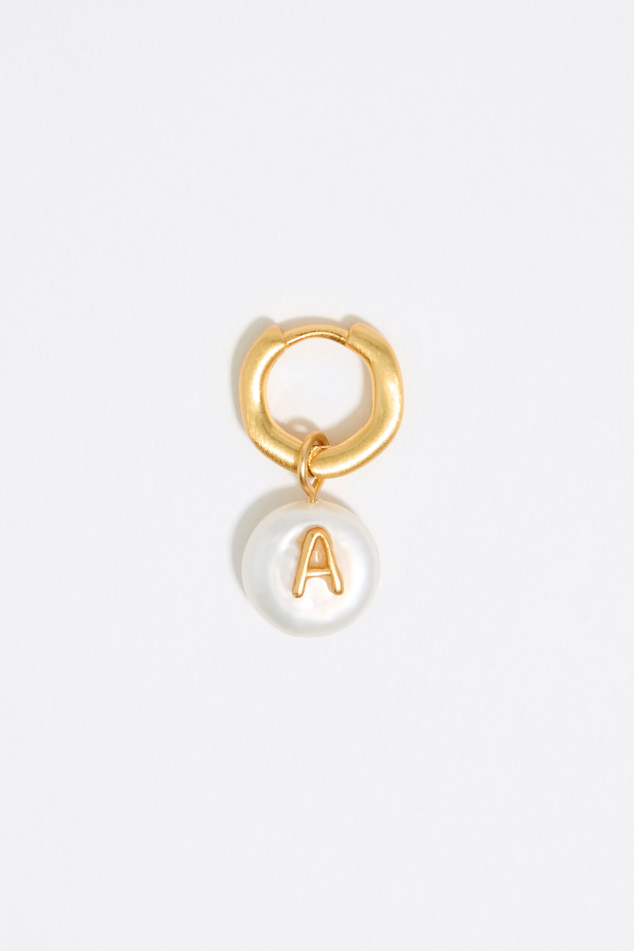 Letter A pearl and heart hoop earrings