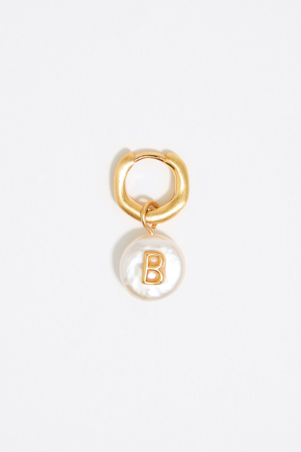 Letter B pearl and heart hoop earrings