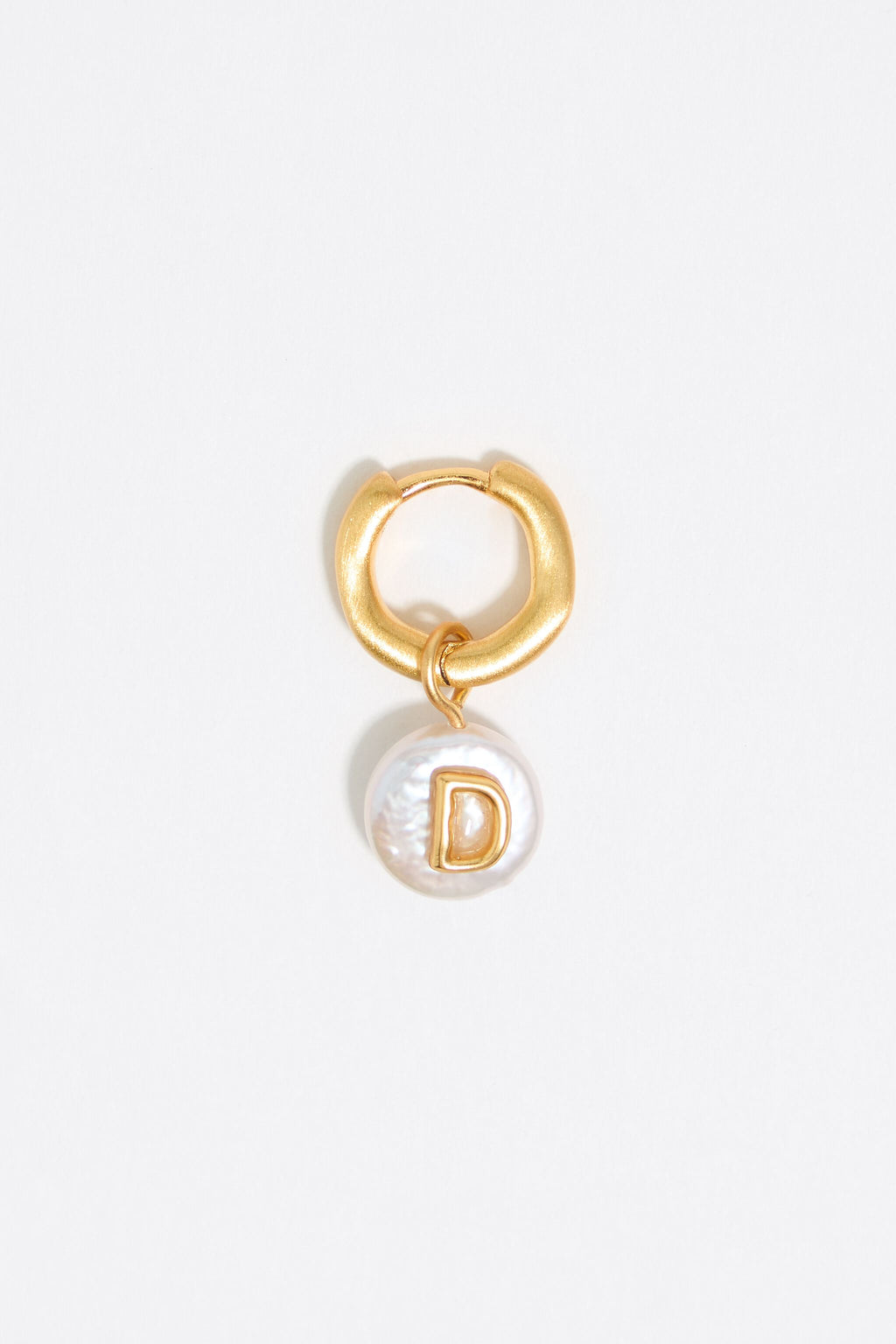 Letter D pearl and heart hoop earrings