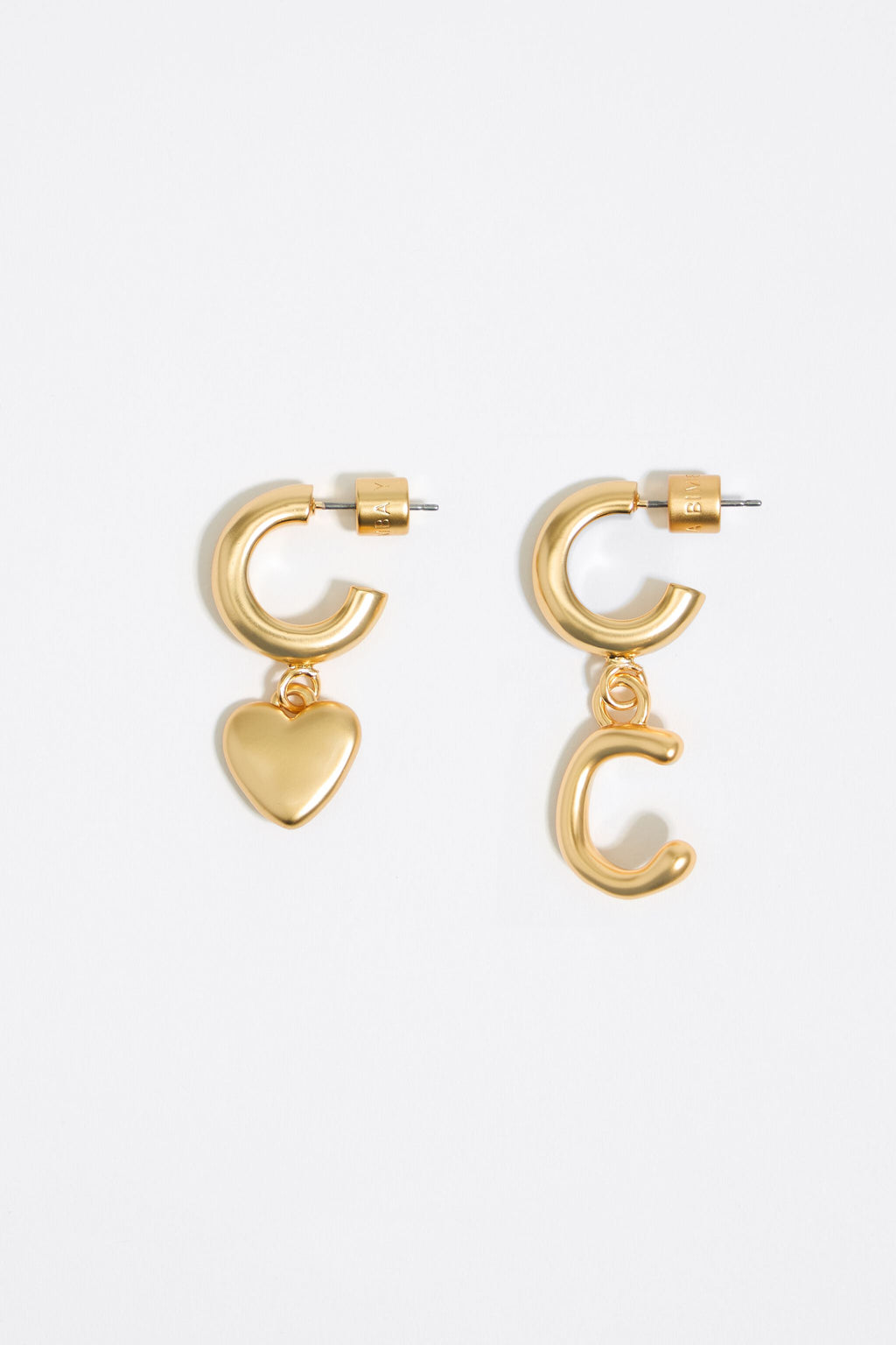 Gold letter C heart hoop earrings