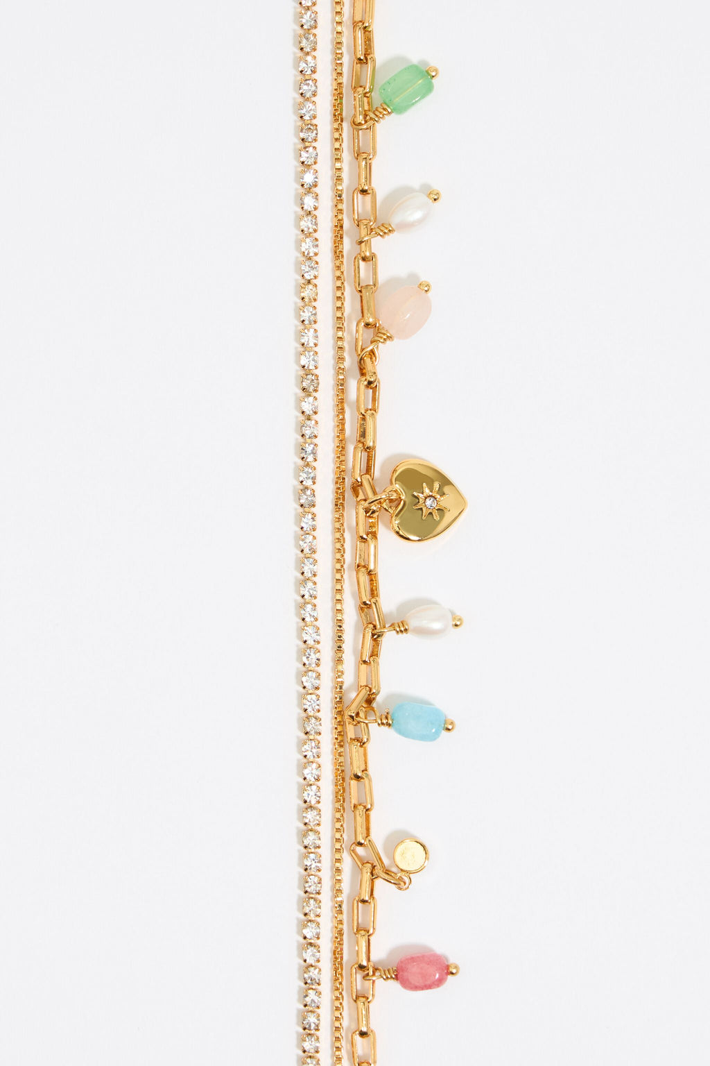 Crystal and stones multi-layer chain necklace
