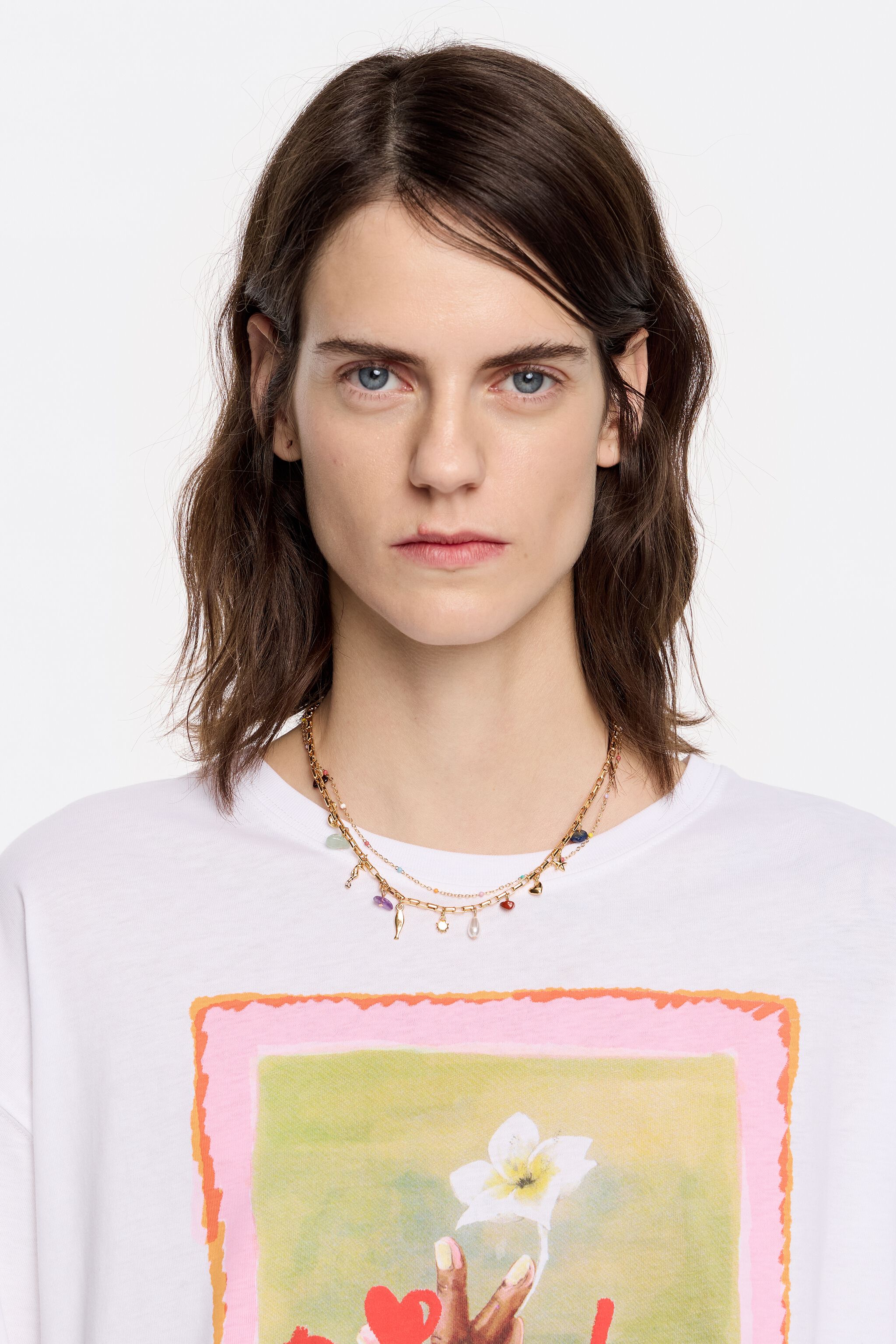 Gold layered chain and fish necklace