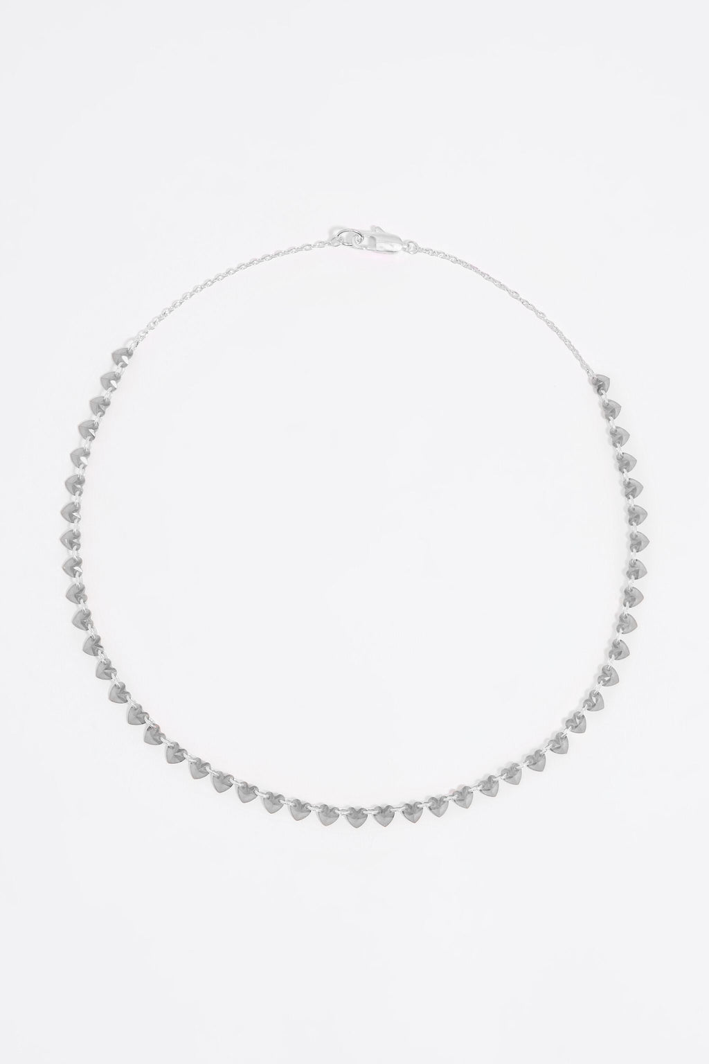 Silver hearts and crystals necklace