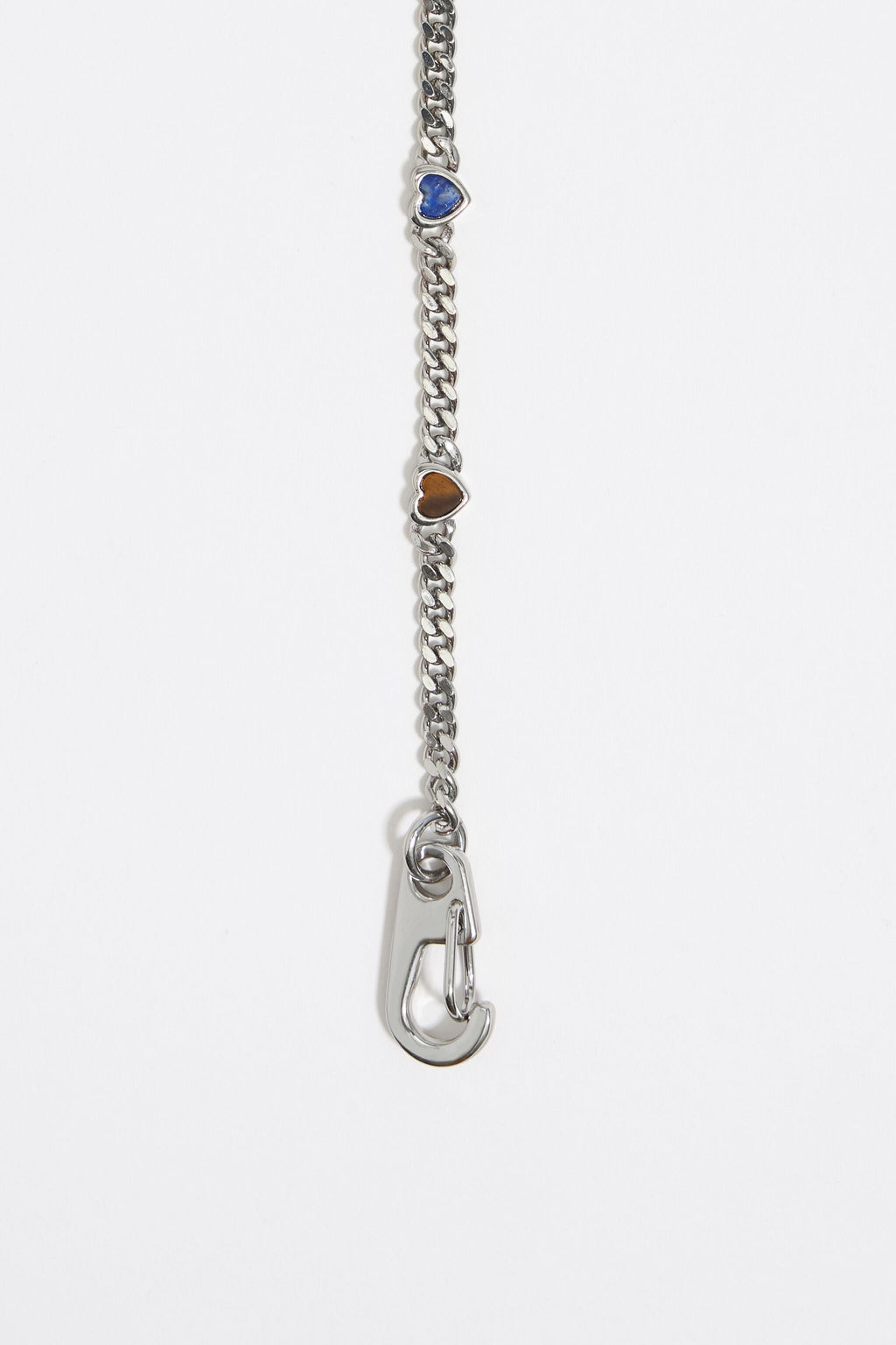 Multicolor stone heart chain necklace