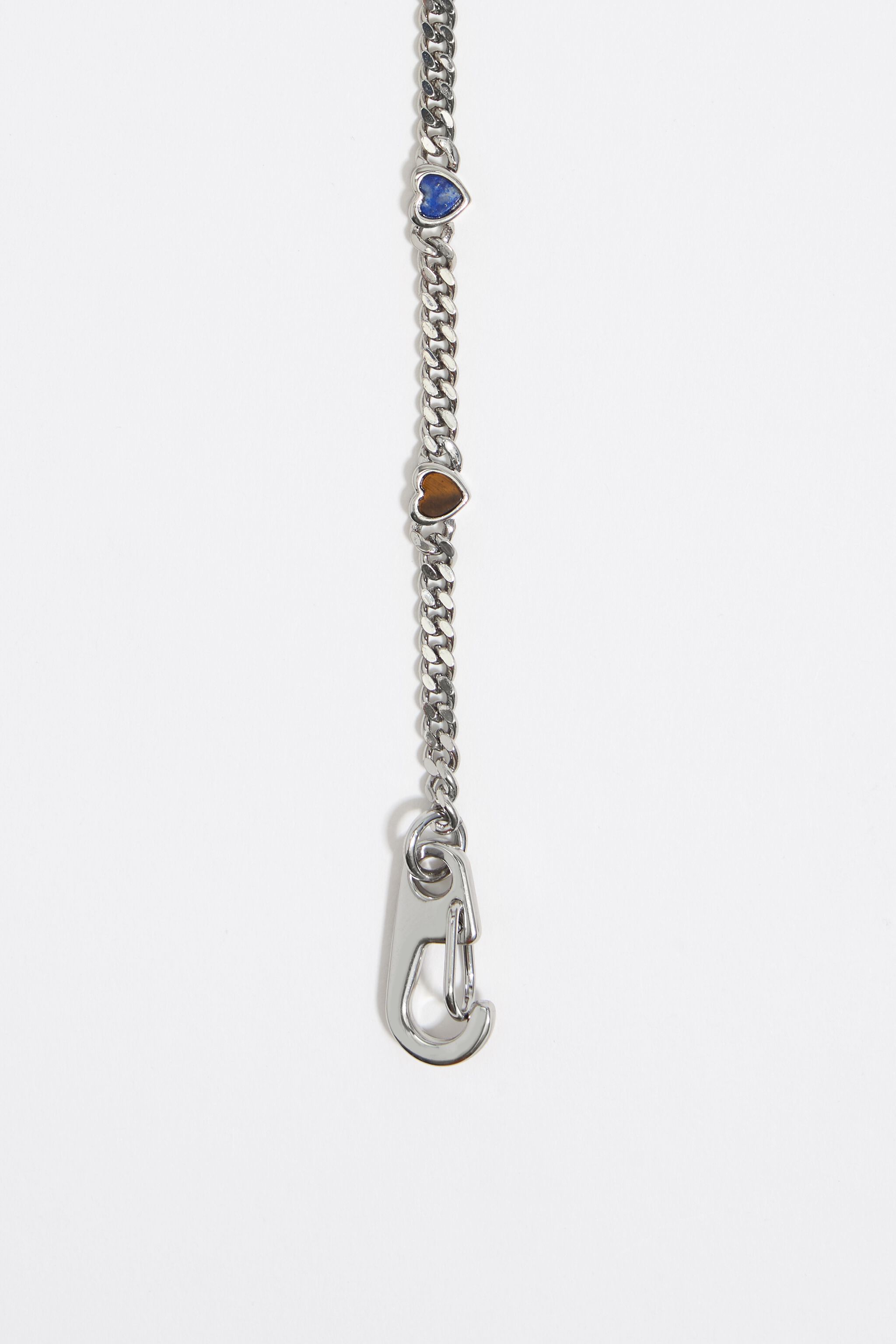 Multicolor stone heart chain necklace