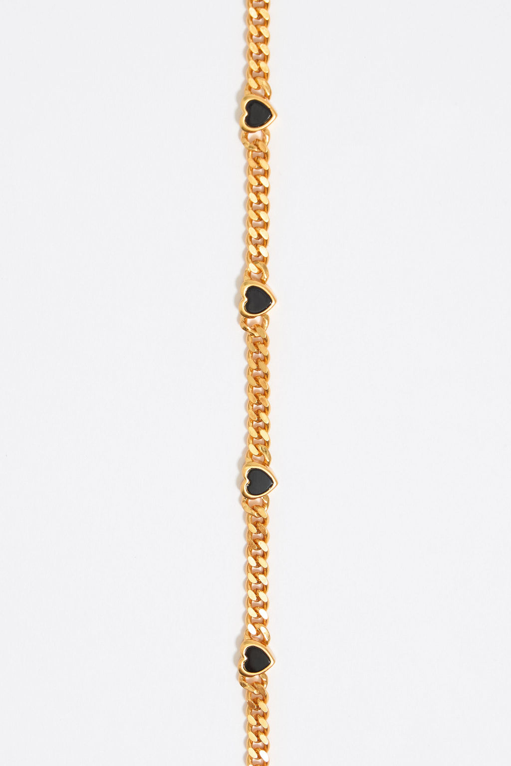 Black stone heart chain necklace