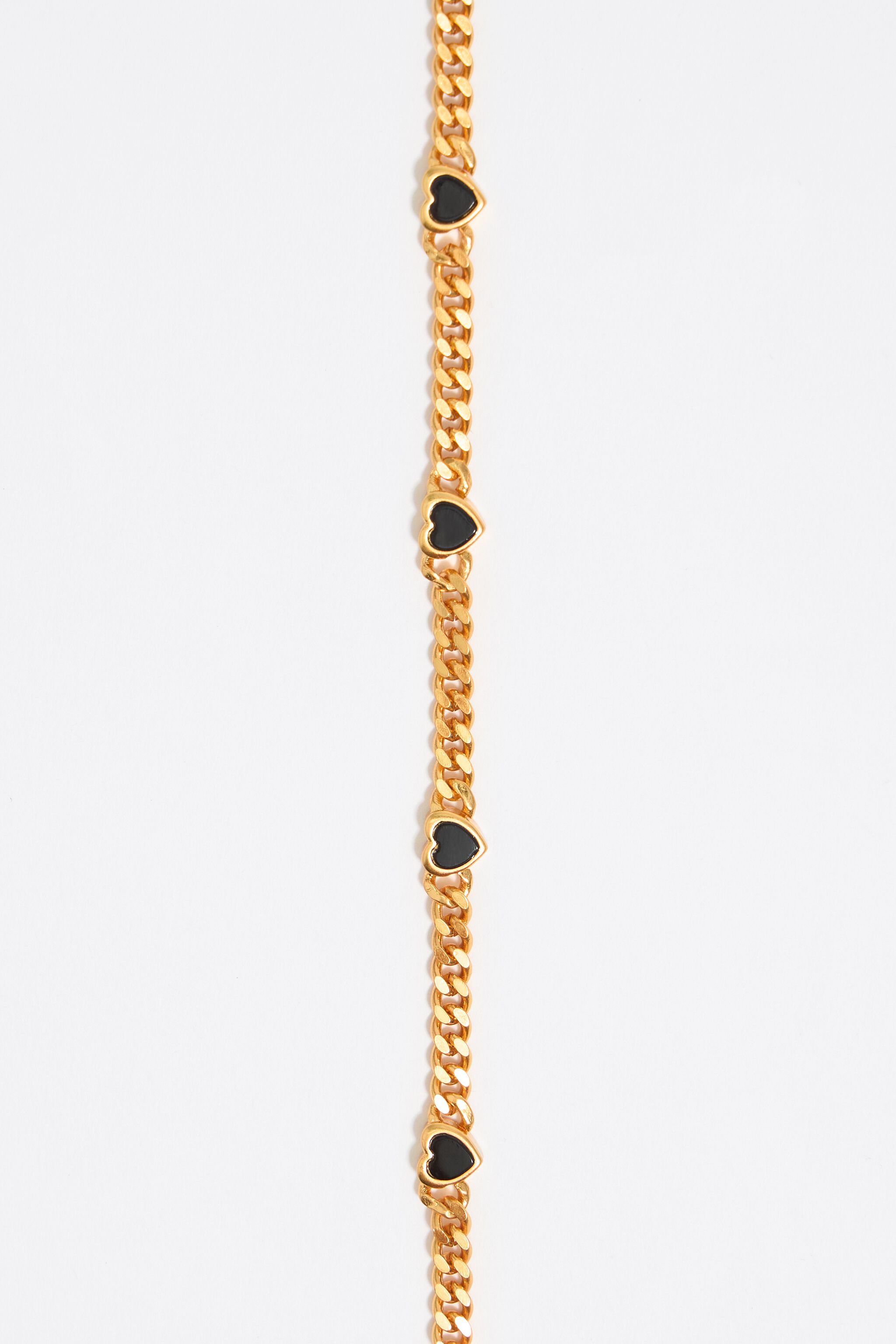 Black stone heart chain necklace