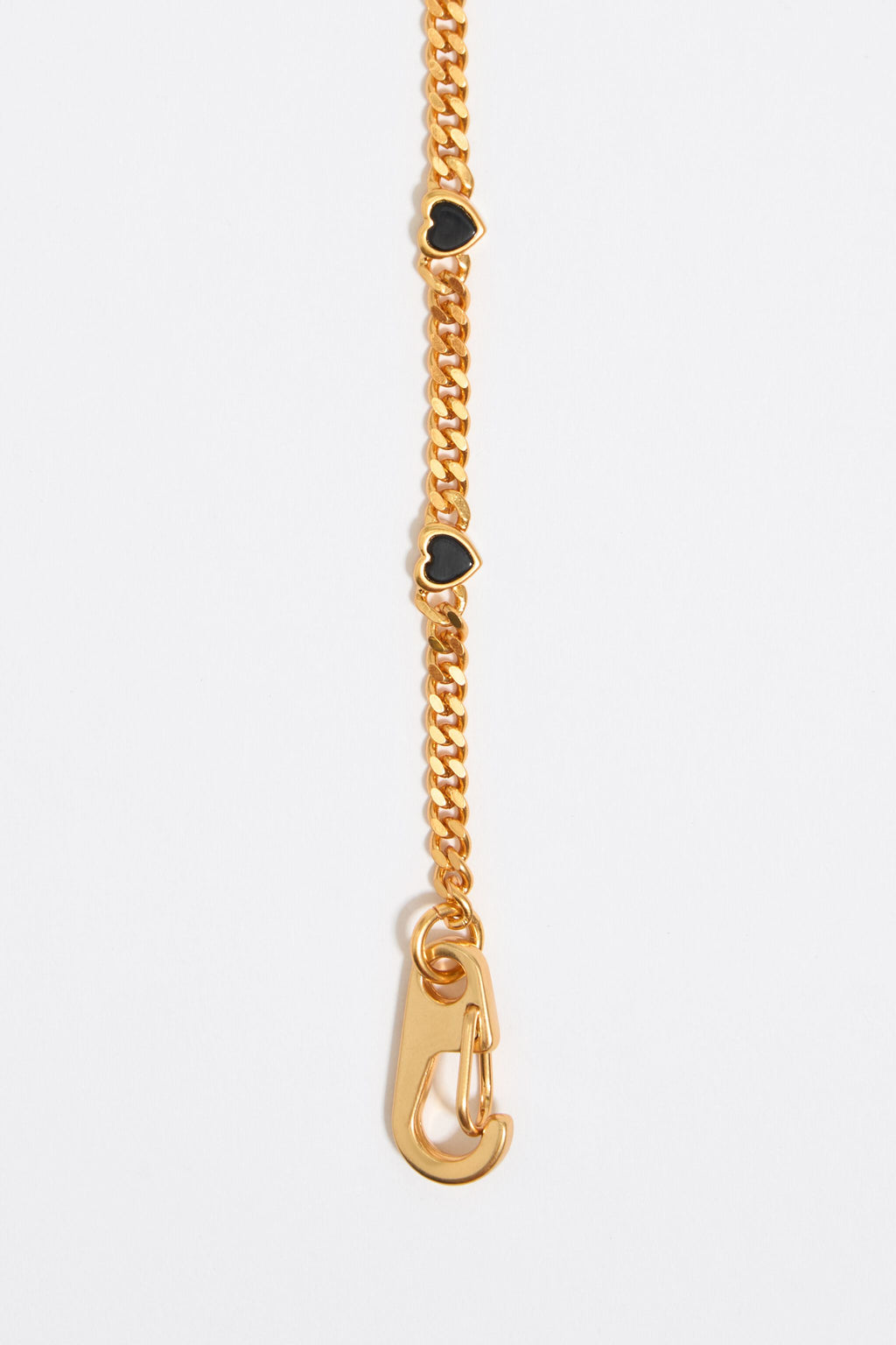 Black stone heart chain necklace