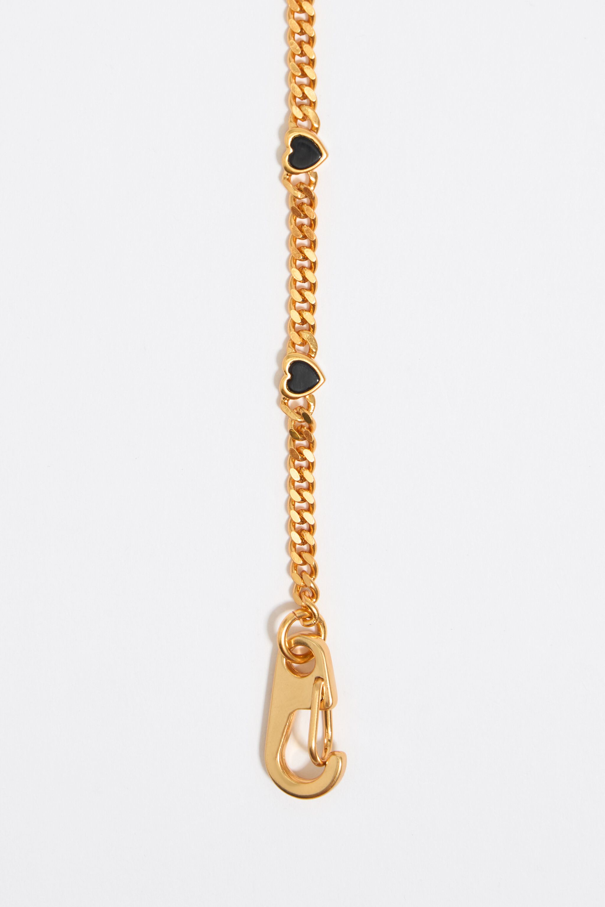 Black stone heart chain necklace